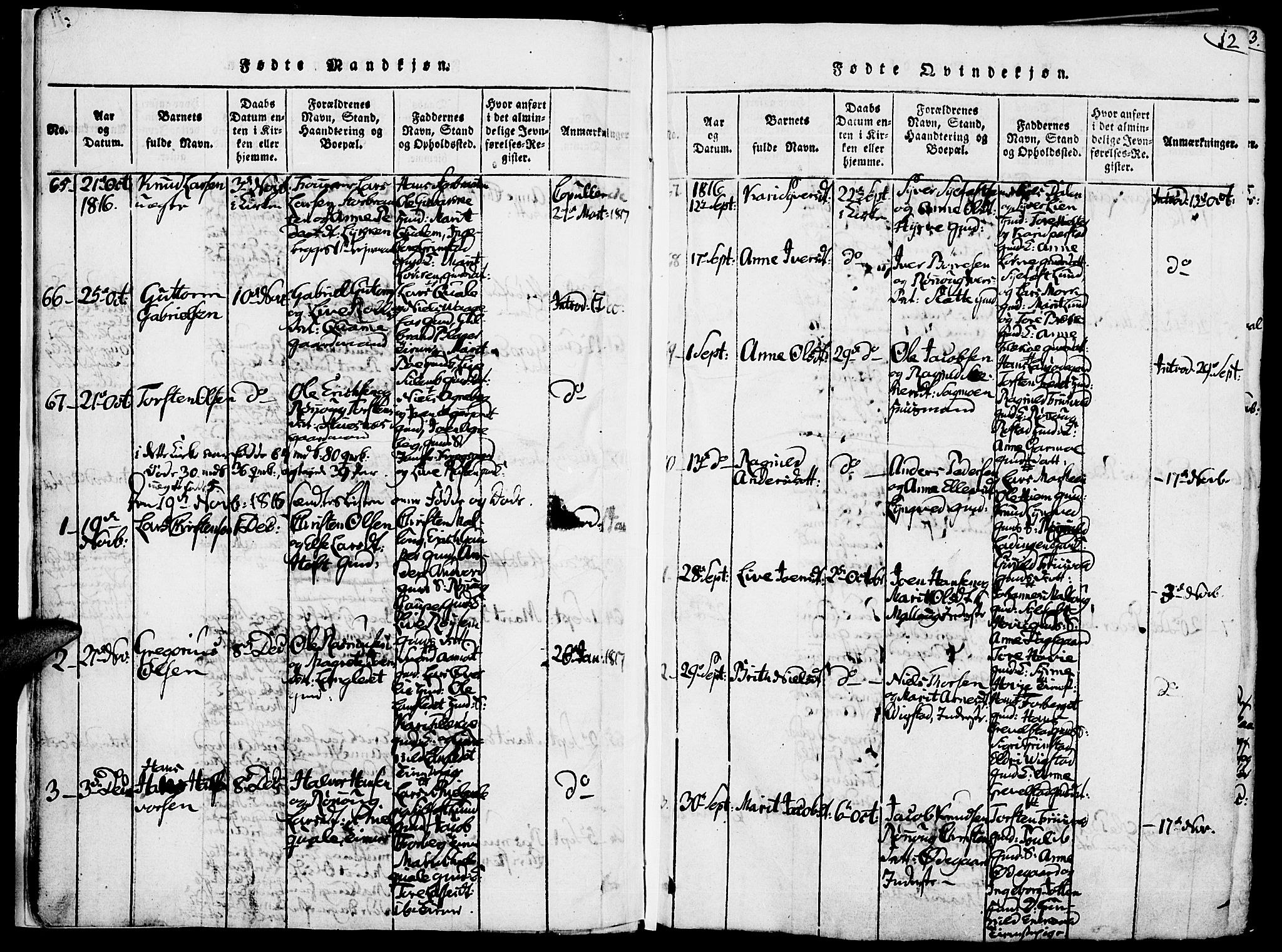 Lom prestekontor, SAH/PREST-070/K/L0004: Parish register (official) no. 4, 1815-1825, p. 12