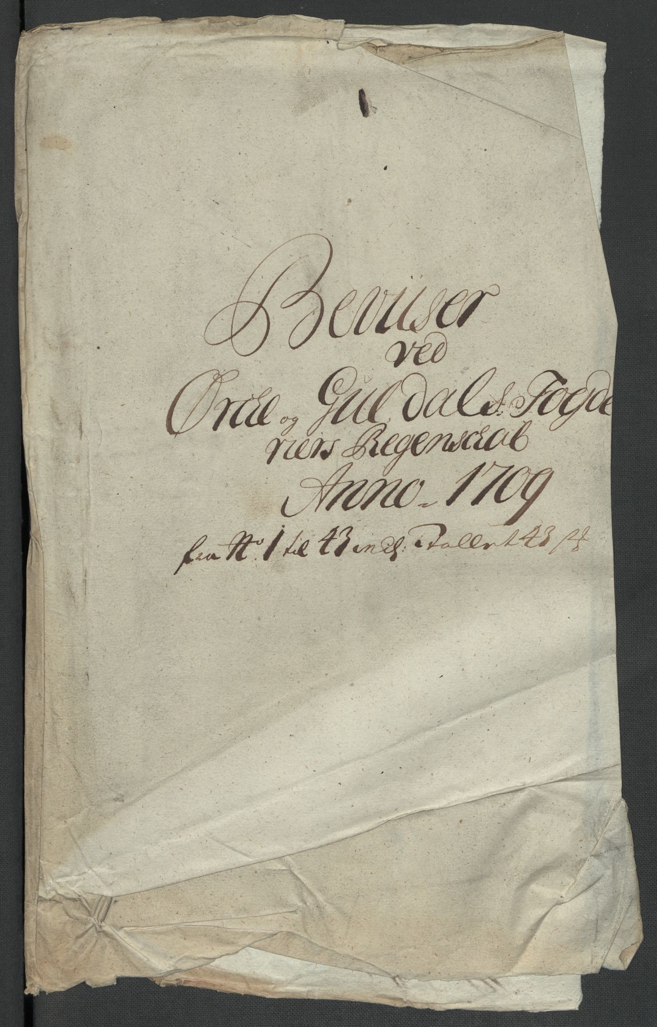 Rentekammeret inntil 1814, Reviderte regnskaper, Fogderegnskap, RA/EA-4092/R60/L3959: Fogderegnskap Orkdal og Gauldal, 1709, p. 38
