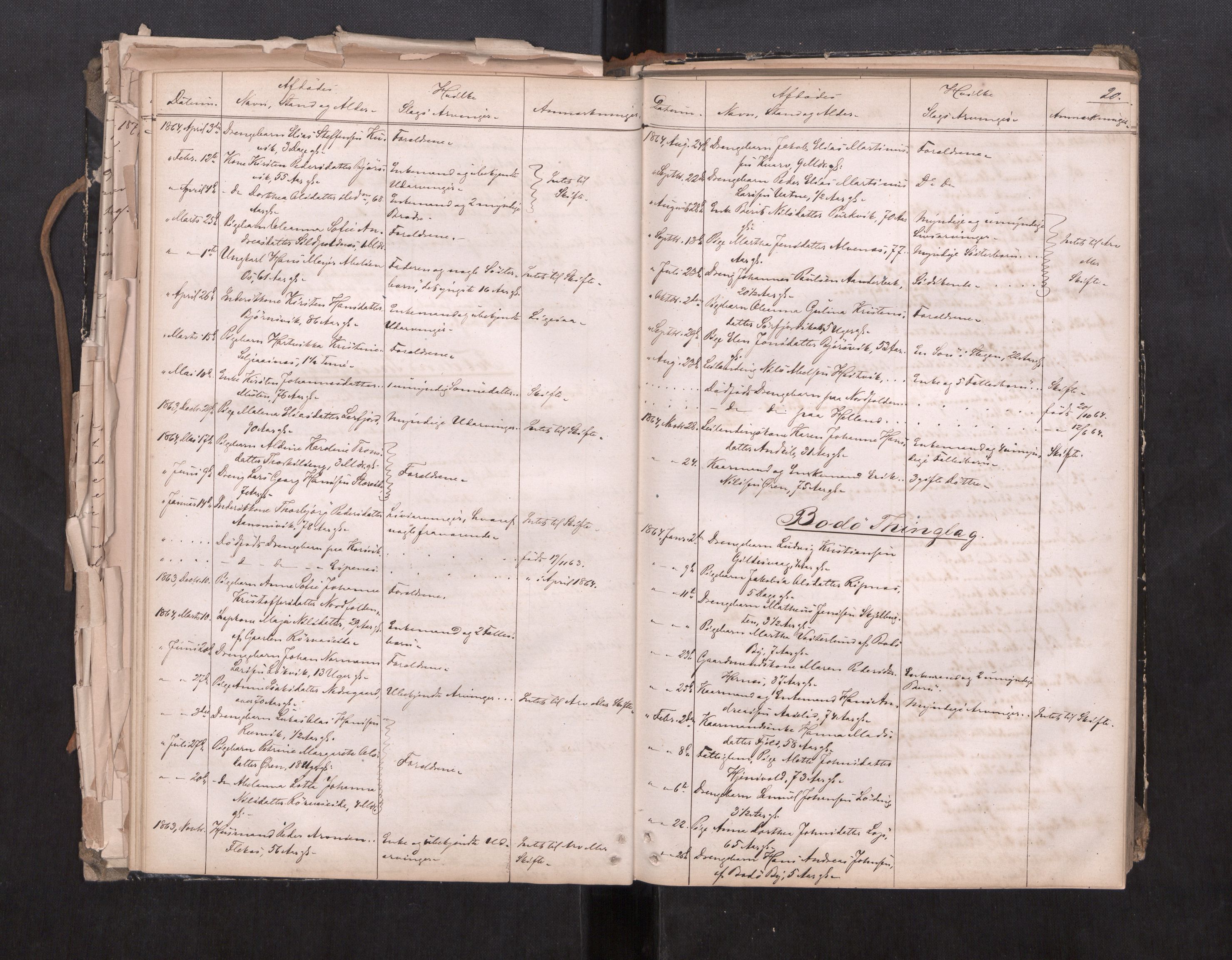 Salten sorenskriveri, AV/SAT-A-4578/1/3/3L/L0001: Dødsfallprotokoll, 1863-1876, p. 20