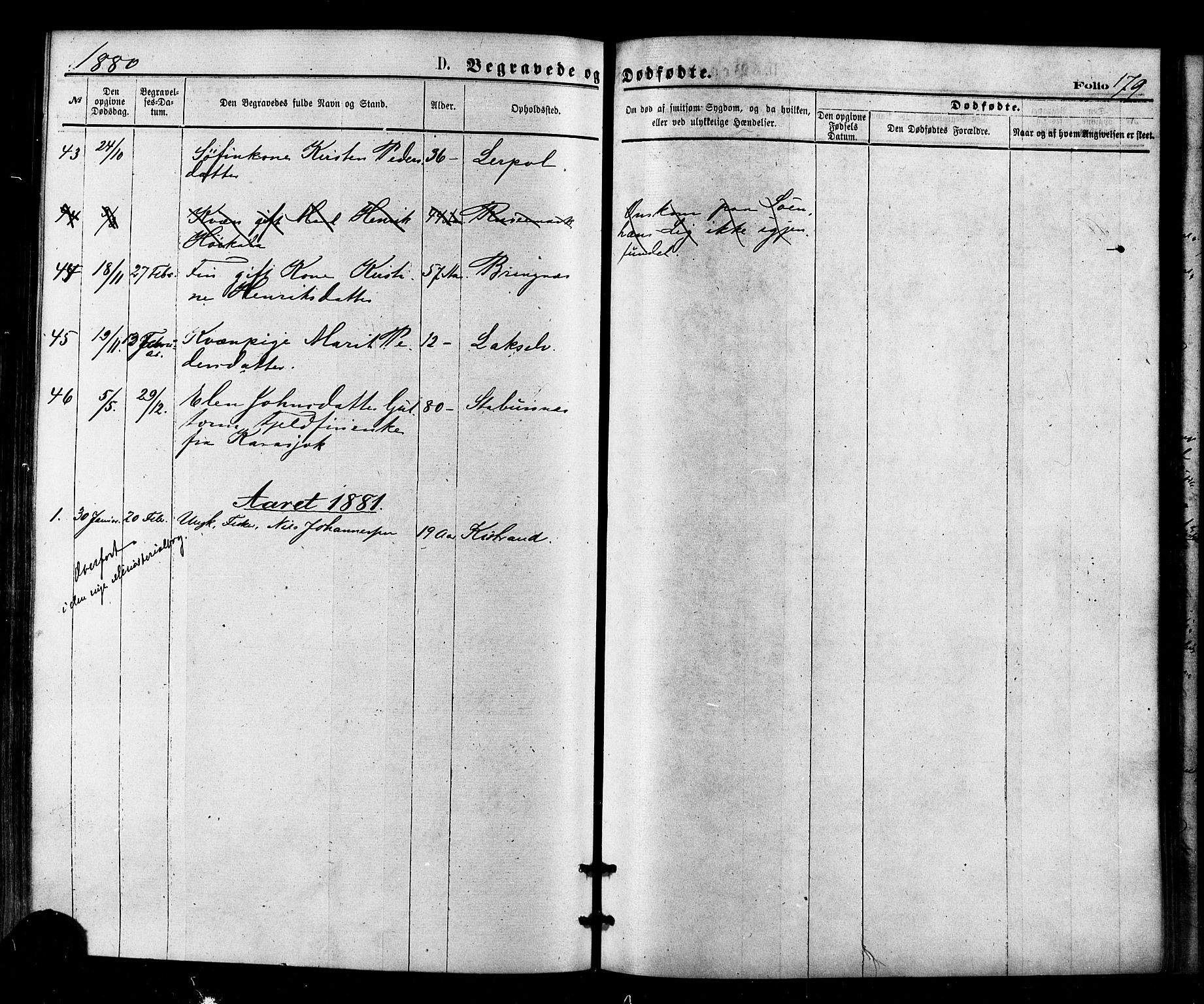 Kistrand/Porsanger sokneprestembete, SATØ/S-1351/H/Ha/L0006.kirke: Parish register (official) no. 6, 1875-1880, p. 179