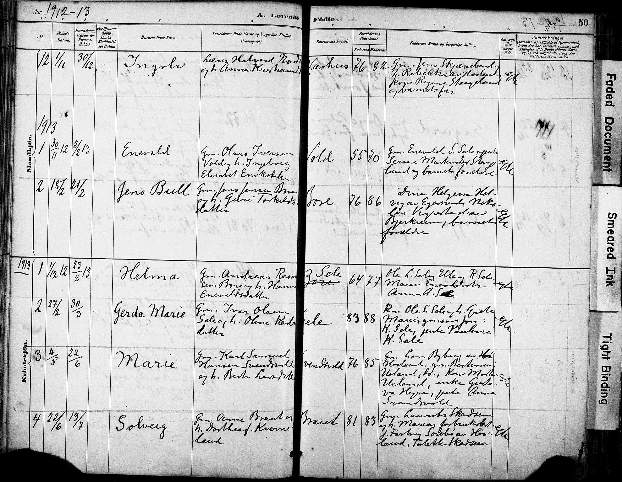 Klepp sokneprestkontor, SAST/A-101803/001/3/30BA/L0008: Parish register (official) no. A 9, 1886-1919, p. 50