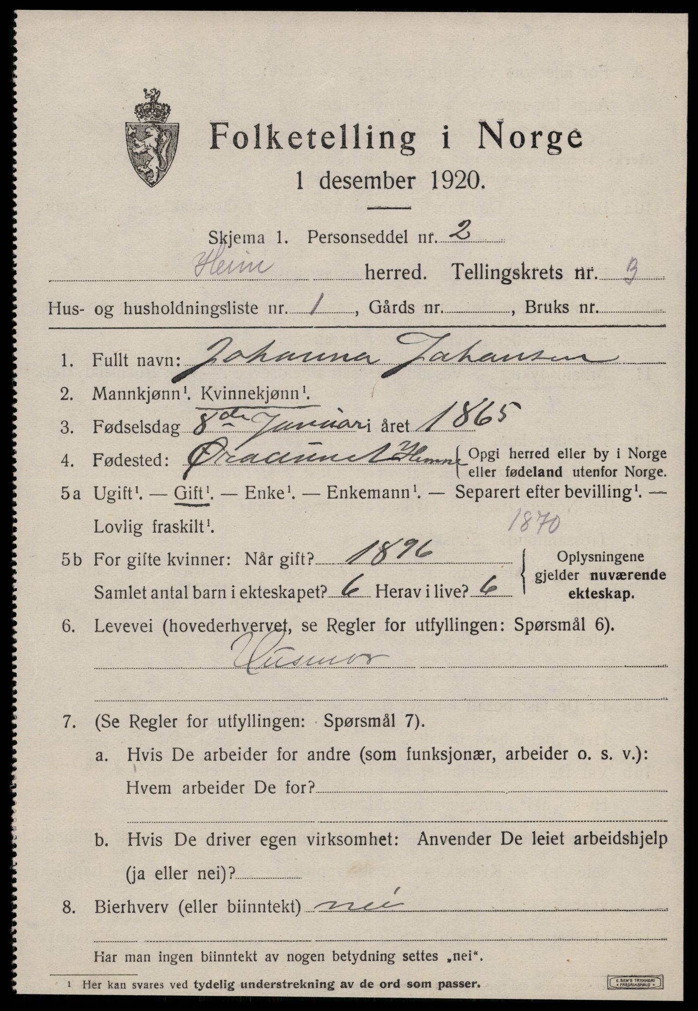 SAT, 1920 census for Heim, 1920, p. 1913