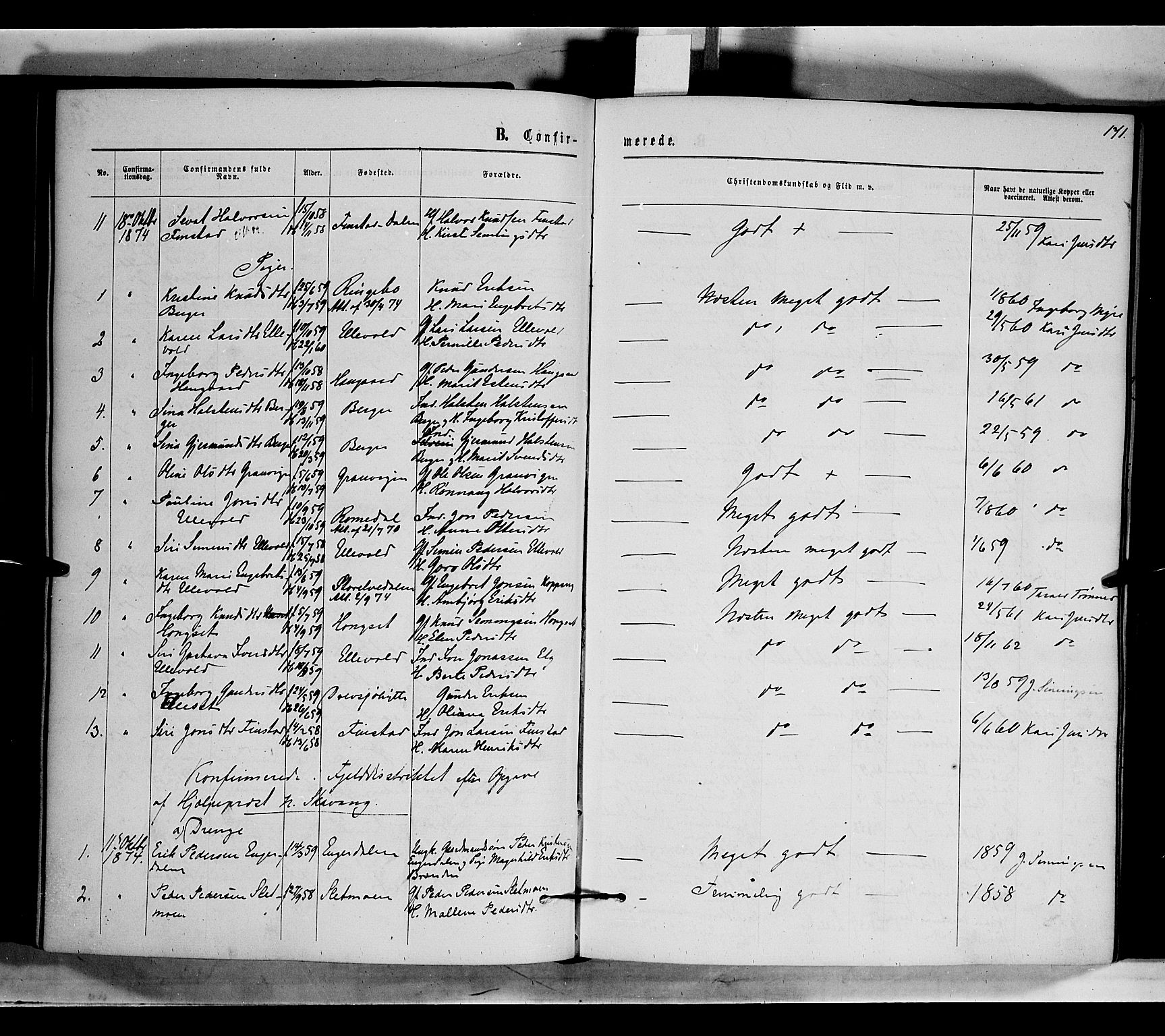 Rendalen prestekontor, AV/SAH-PREST-054/H/Ha/Haa/L0006: Parish register (official) no. 6, 1867-1877, p. 171