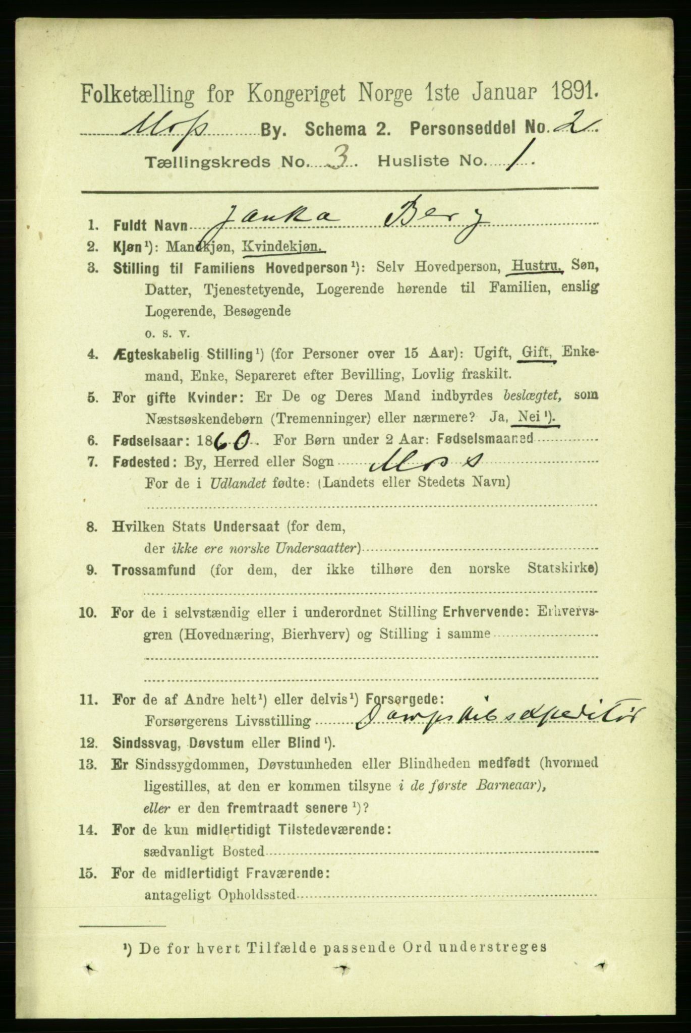 RA, 1891 census for 0104 Moss, 1891, p. 2345