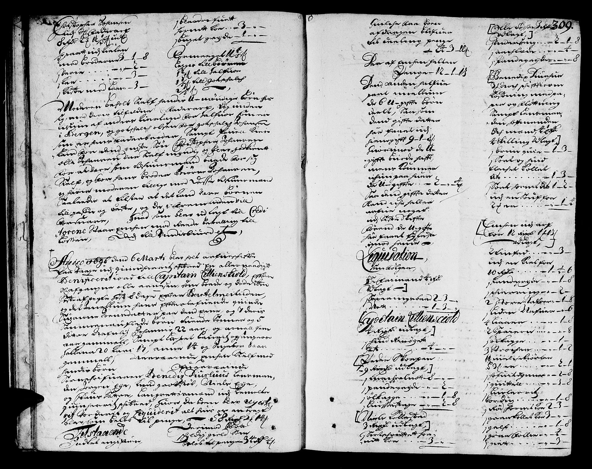 Sunnhordland sorenskrivar, AV/SAB-A-2401/1/H/Ha/Haa/L0002: Skifteprotokollar. Register på kort. Fol 290- ut, 1695-1699, p. 308b-309a