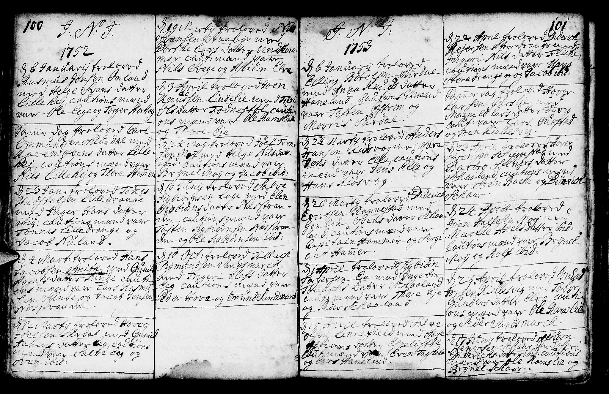 Lund sokneprestkontor, AV/SAST-A-101809/S06/L0002: Parish register (official) no. A 2, 1738-1760, p. 100-101