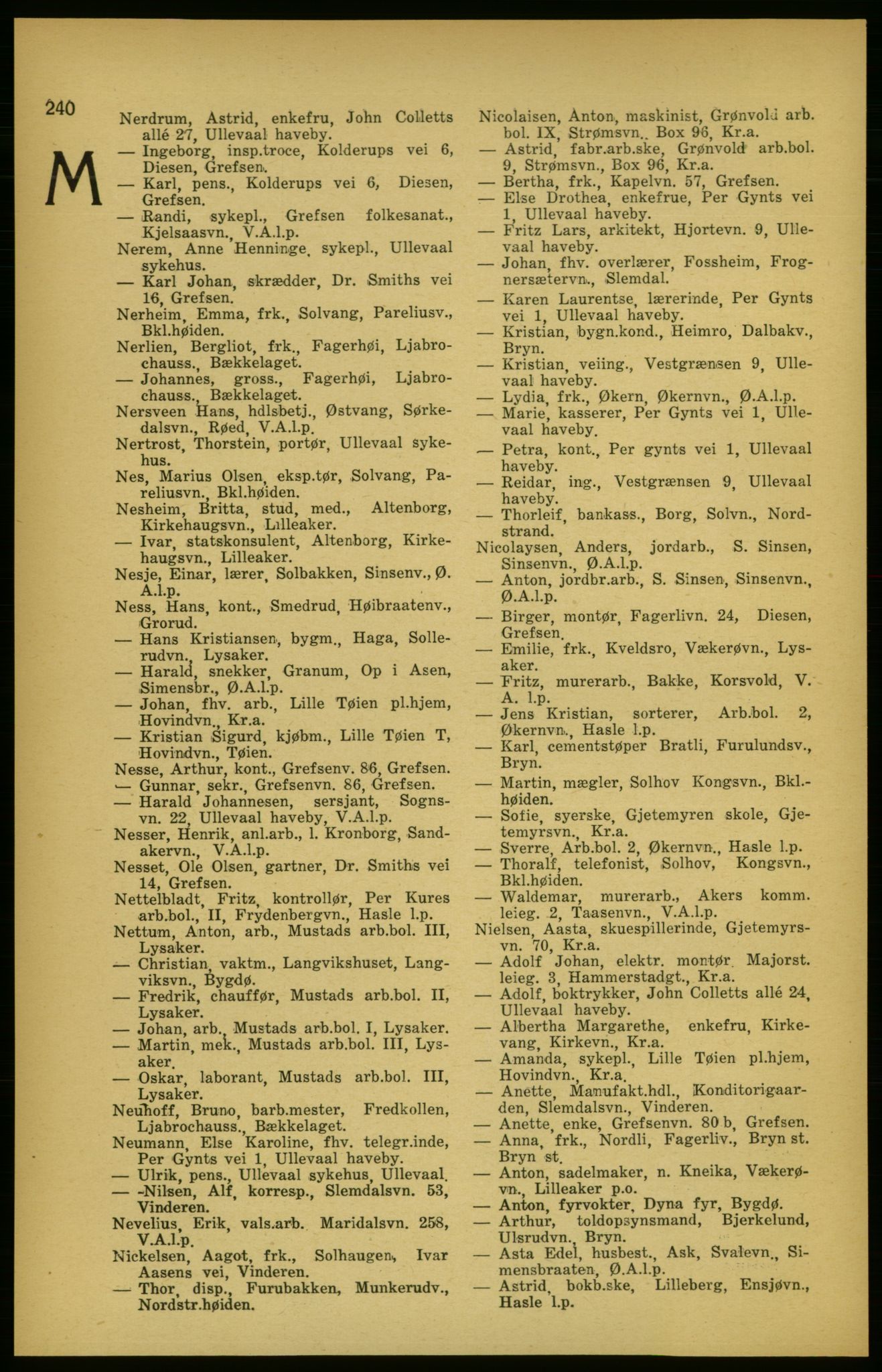 Aker adressebok/adressekalender, PUBL/001/A/003: Akers adressekalender, 1924-1925, p. 240