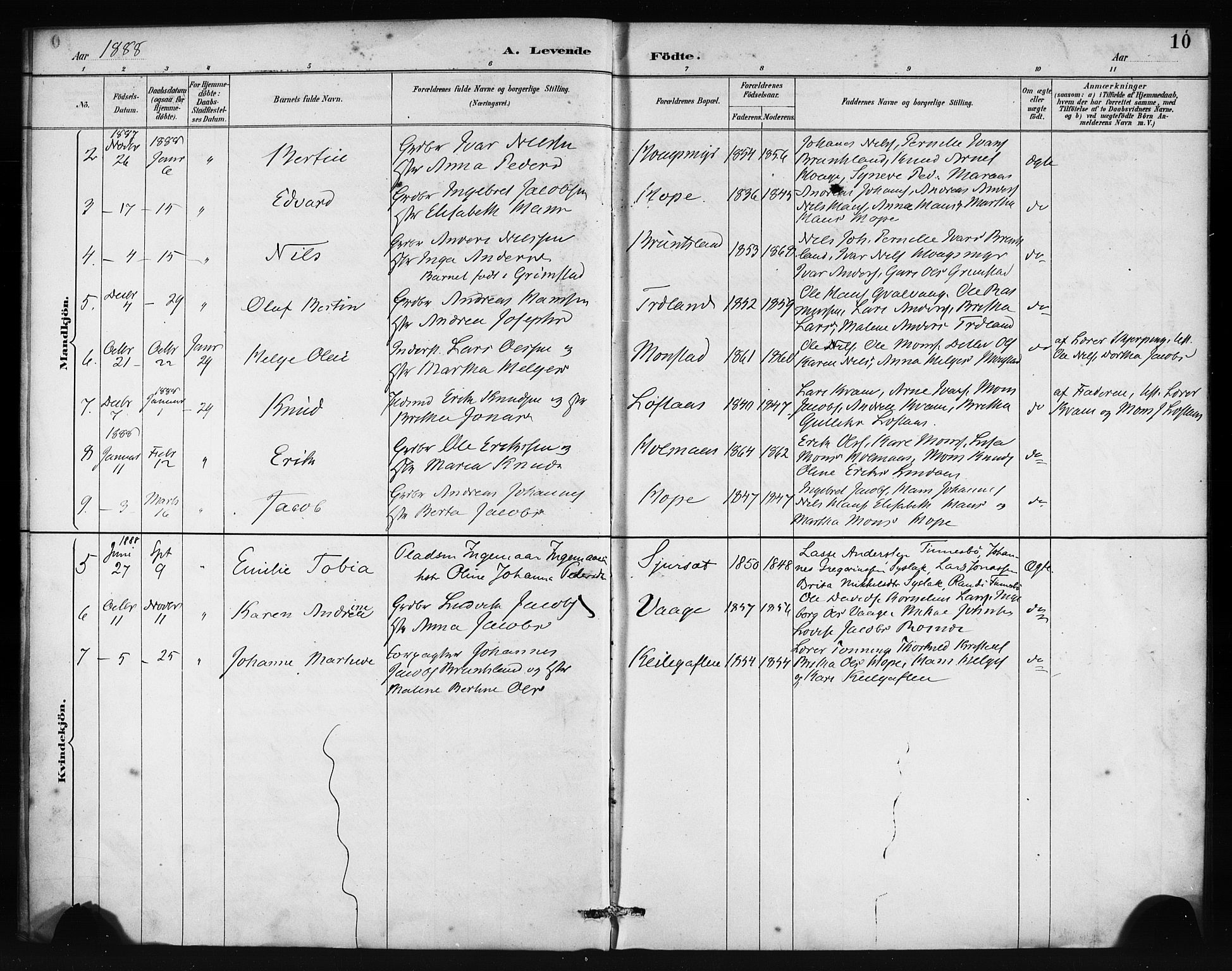 Lindås Sokneprestembete, SAB/A-76701/H/Haa: Parish register (official) no. B 1, 1886-1900, p. 10