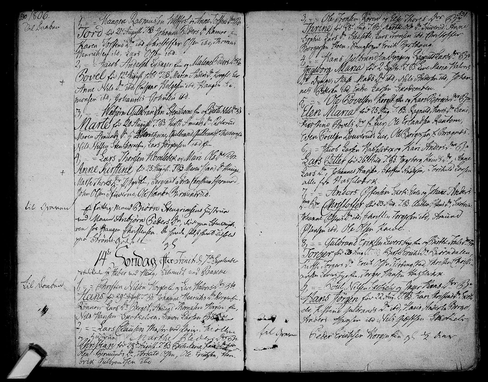 Eiker kirkebøker, AV/SAKO-A-4/F/Fa/L0009: Parish register (official) no. I 9, 1789-1806, p. 530-531