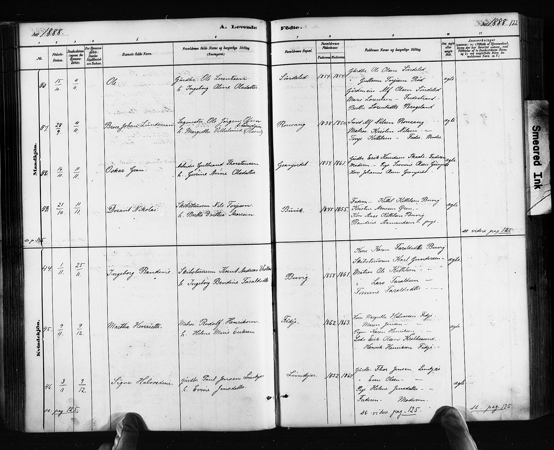 Søndeled sokneprestkontor, AV/SAK-1111-0038/F/Fa/L0004: Parish register (official) no. A 4, 1880-1889, p. 122