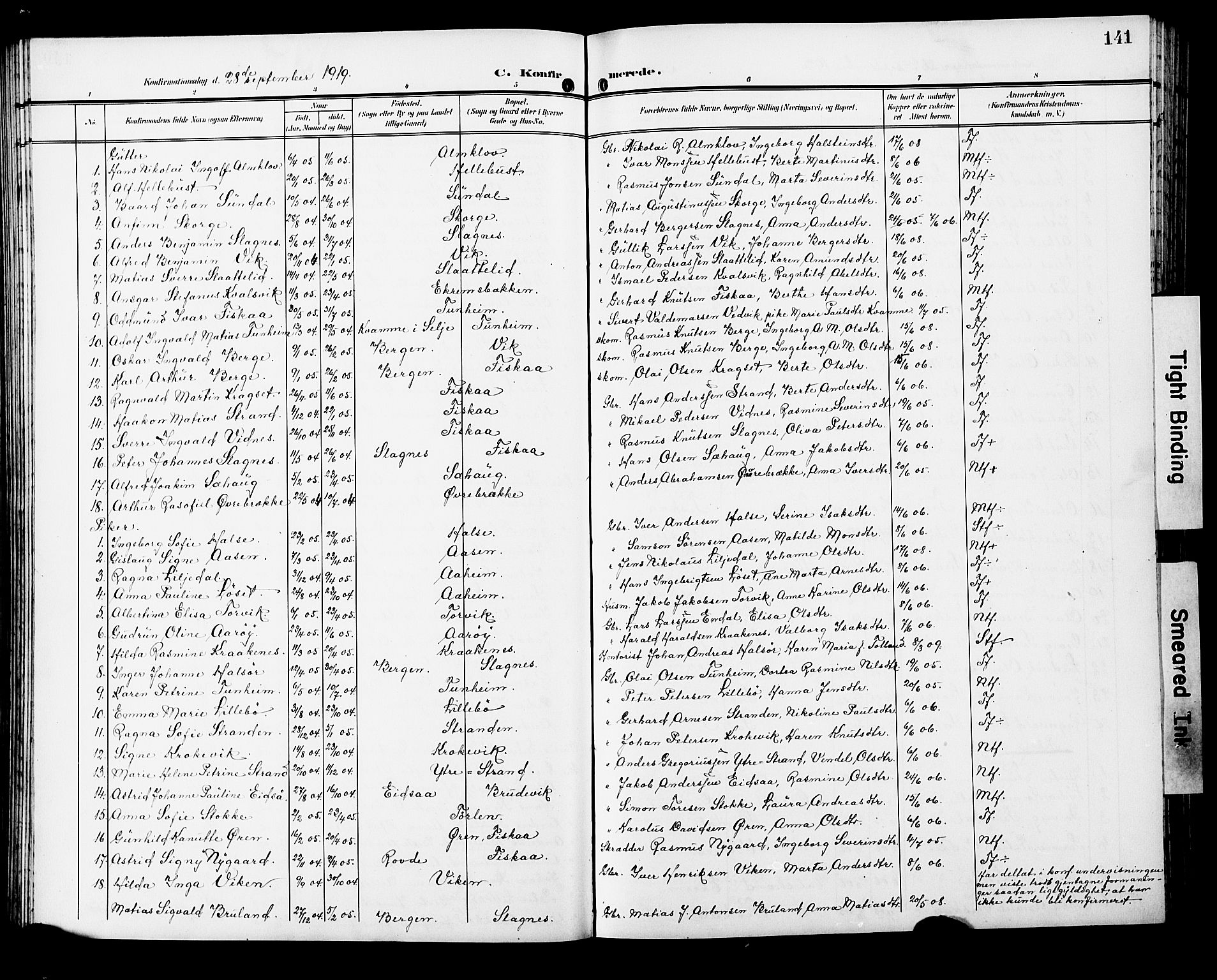 Ministerialprotokoller, klokkerbøker og fødselsregistre - Møre og Romsdal, SAT/A-1454/501/L0018: Parish register (copy) no. 501C04, 1902-1930, p. 141