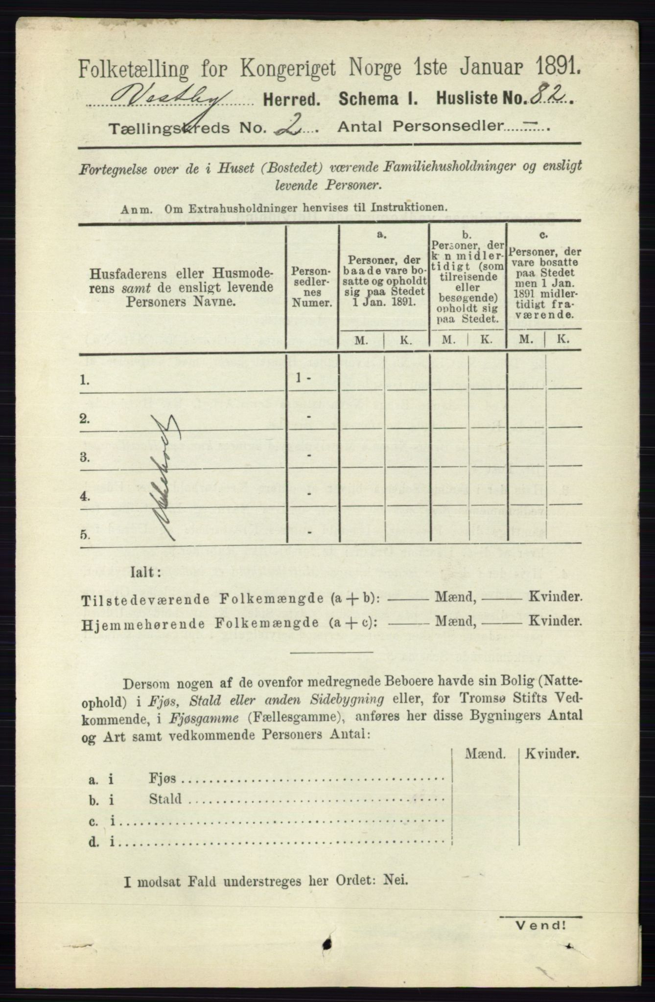 RA, 1891 census for 0211 Vestby, 1891, p. 431