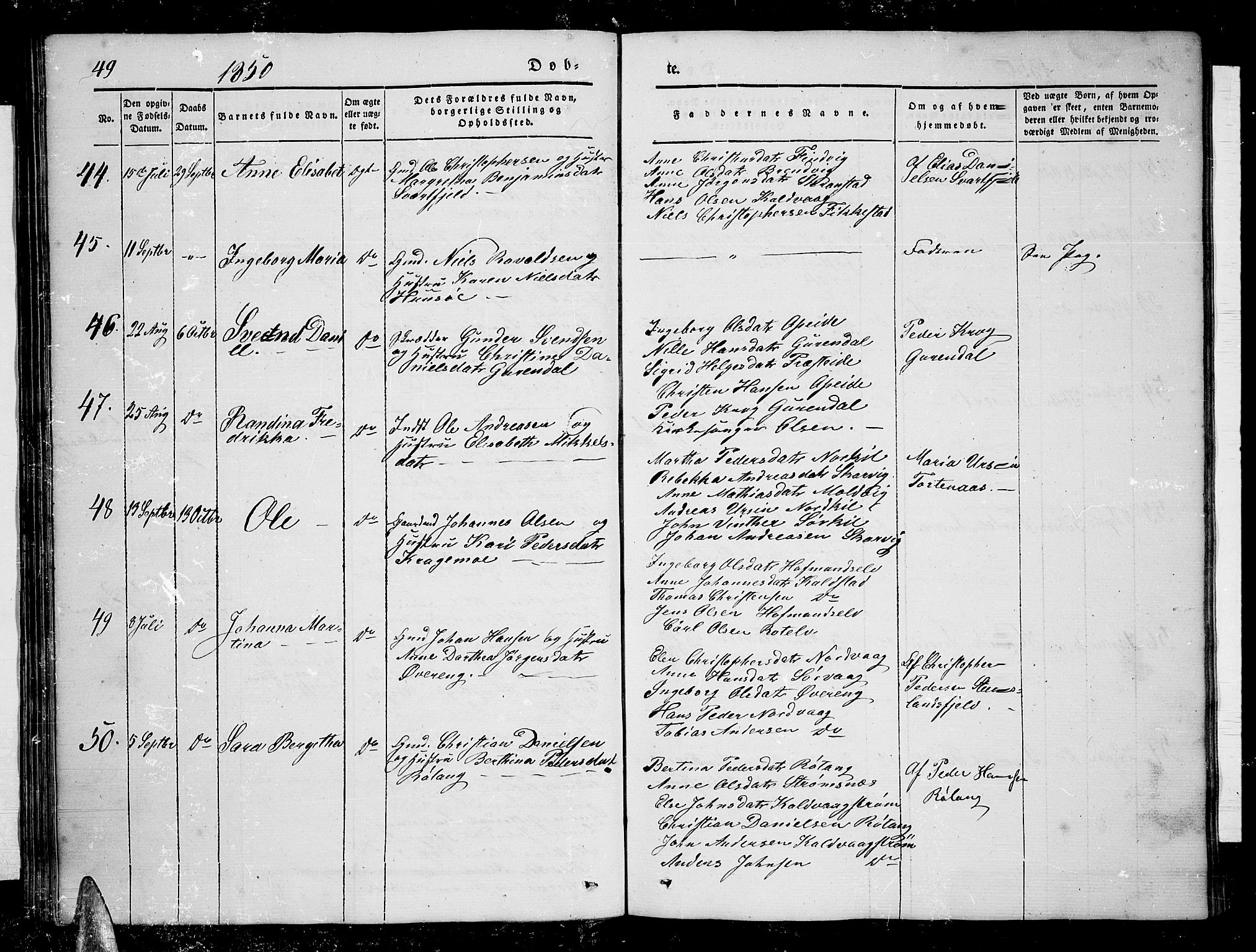 Ministerialprotokoller, klokkerbøker og fødselsregistre - Nordland, AV/SAT-A-1459/859/L0856: Parish register (copy) no. 859C02, 1843-1854, p. 49