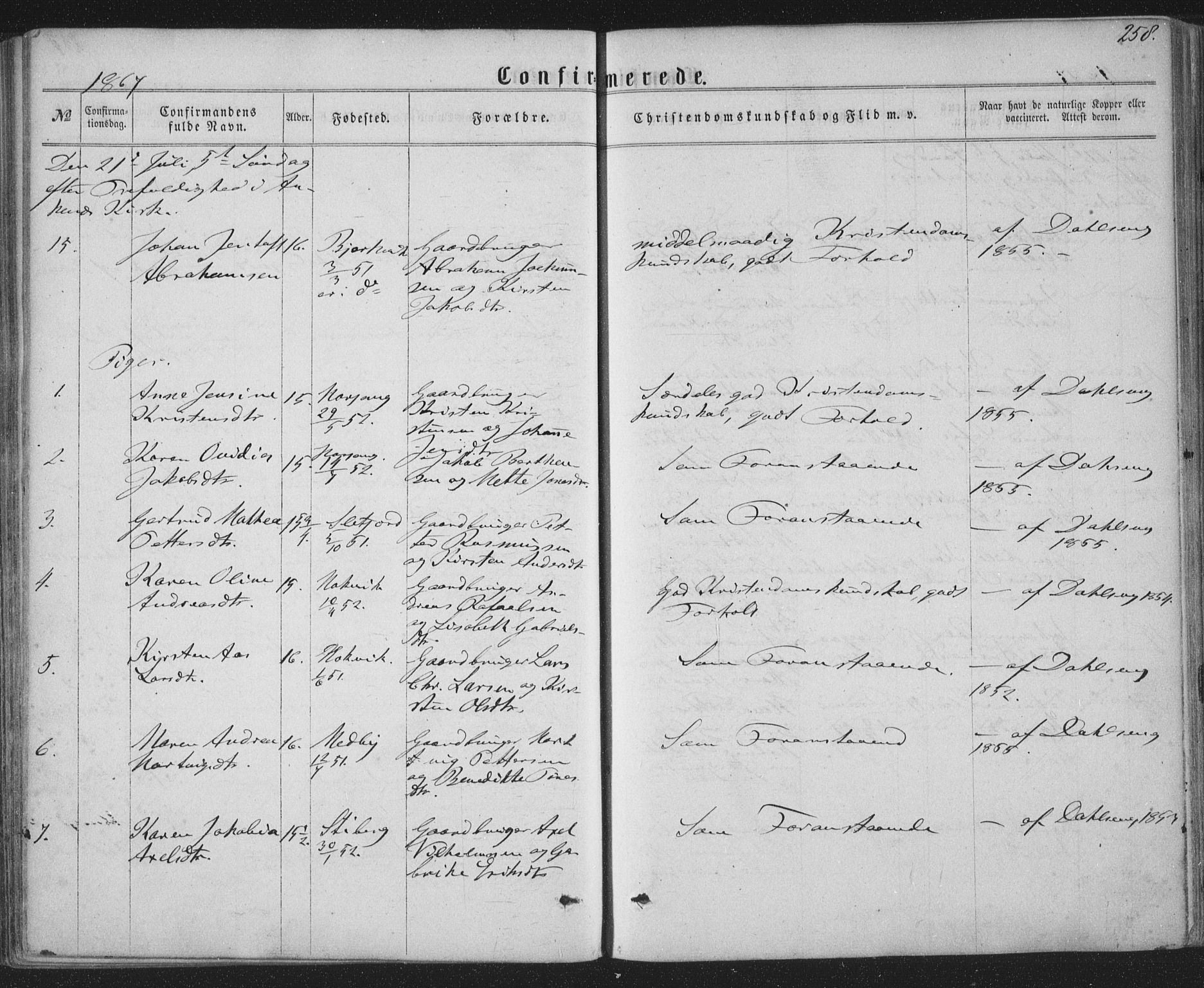 Ministerialprotokoller, klokkerbøker og fødselsregistre - Nordland, AV/SAT-A-1459/863/L0896: Parish register (official) no. 863A08, 1861-1871, p. 258