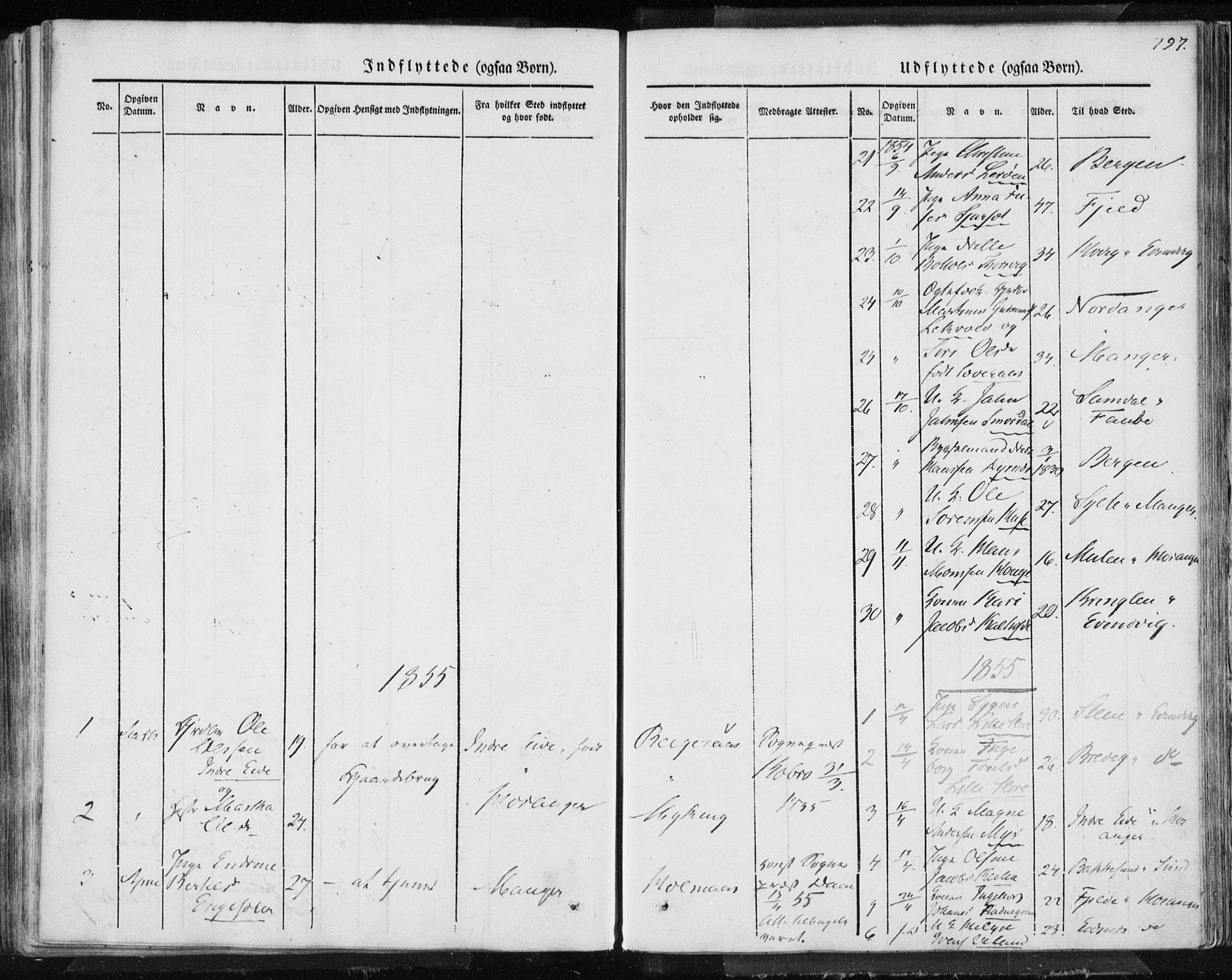 Lindås Sokneprestembete, AV/SAB-A-76701/H/Haa/Haaa/L0010: Parish register (official) no. A 10, 1842-1862, p. 197