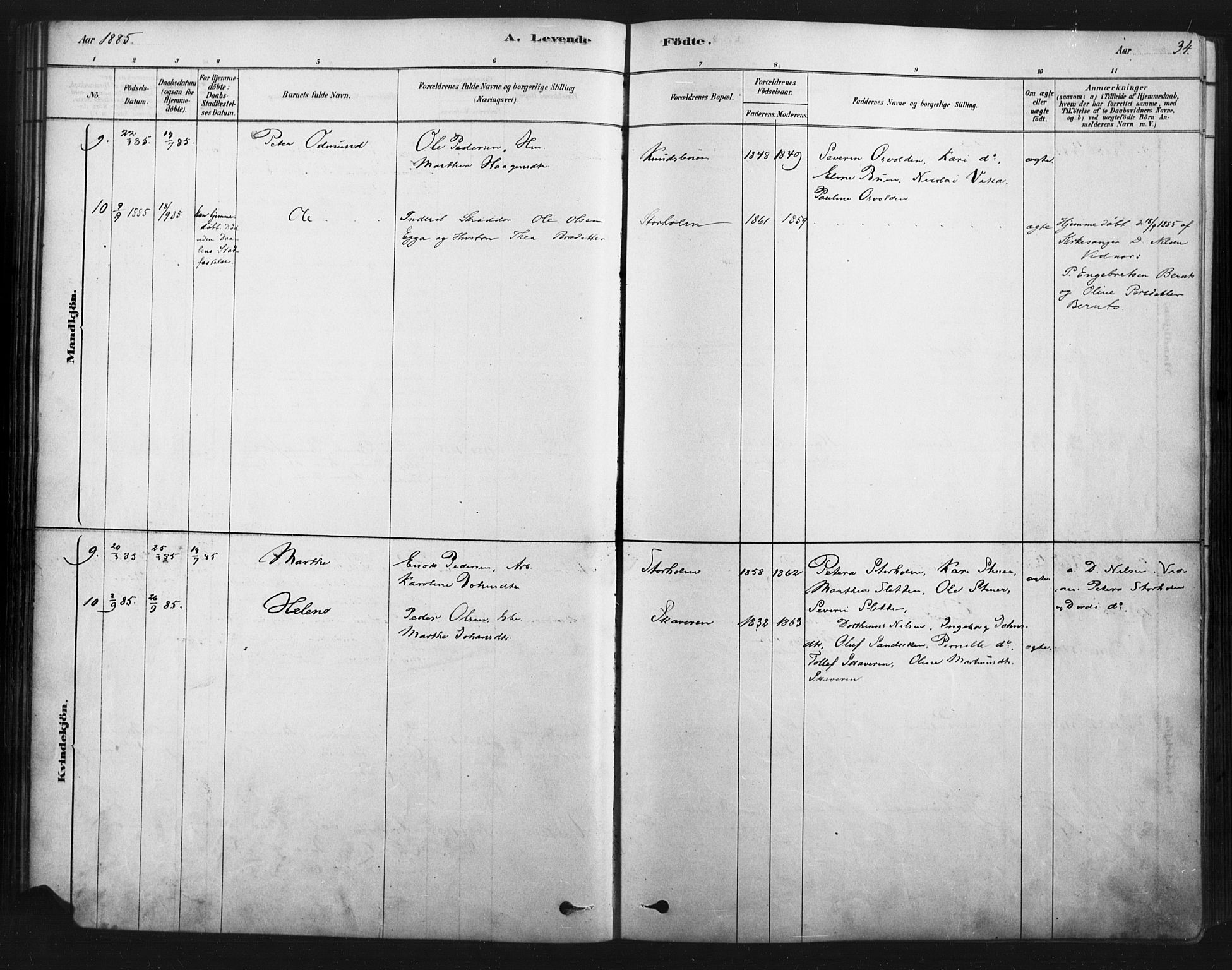 Åmot prestekontor, Hedmark, SAH/PREST-056/H/Ha/Haa/L0012: Parish register (official) no. 12, 1878-1901, p. 34