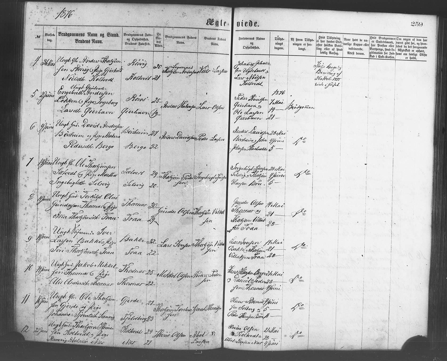 Strandebarm sokneprestembete, AV/SAB-A-78401/H/Haa: Parish register (official) no. A 9, 1872-1886, p. 259