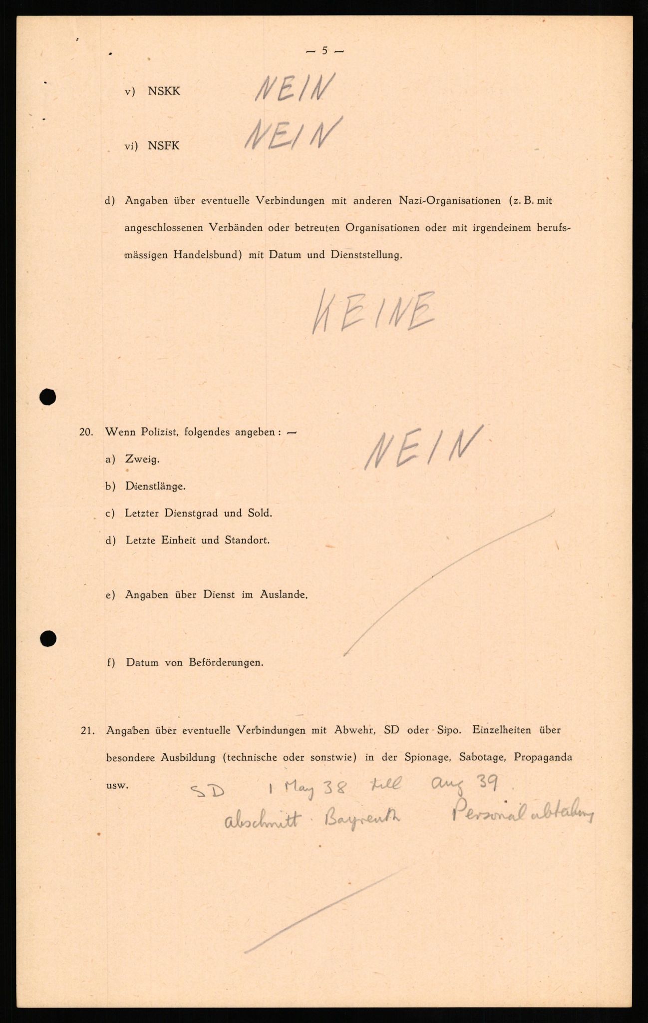 Forsvaret, Forsvarets overkommando II, AV/RA-RAFA-3915/D/Db/L0026: CI Questionaires. Tyske okkupasjonsstyrker i Norge. Tyskere., 1945-1946, p. 345