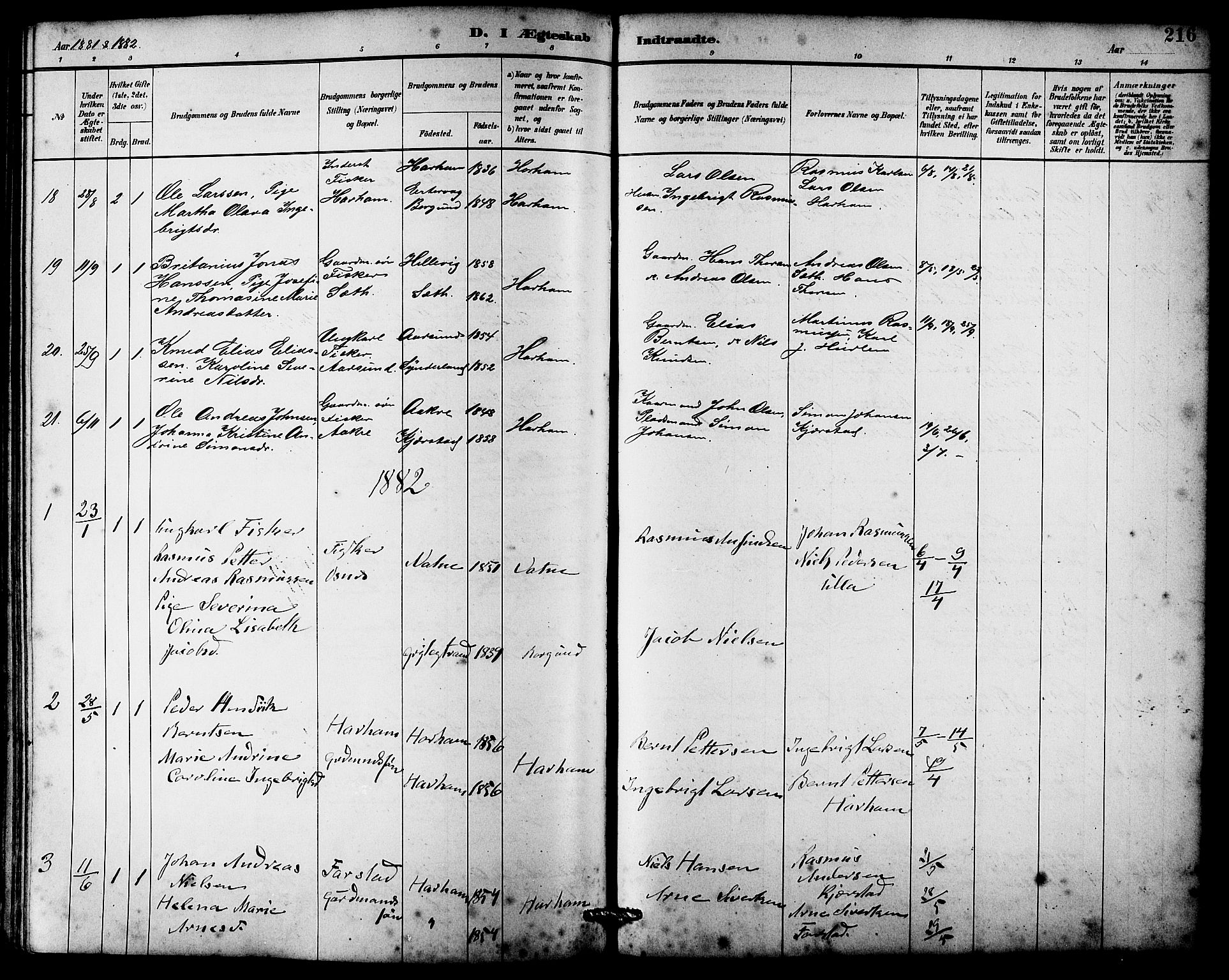 Ministerialprotokoller, klokkerbøker og fødselsregistre - Møre og Romsdal, AV/SAT-A-1454/536/L0510: Parish register (copy) no. 536C05, 1881-1898, p. 216