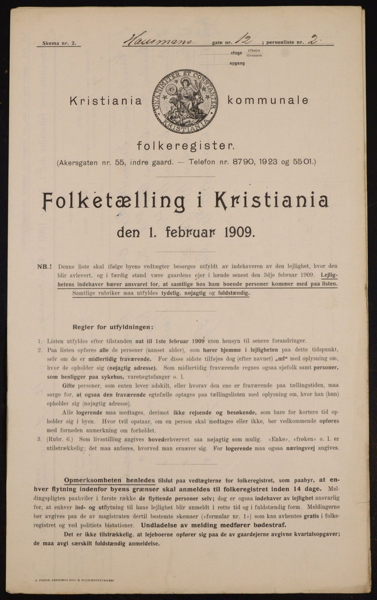 OBA, Municipal Census 1909 for Kristiania, 1909, p. 31899