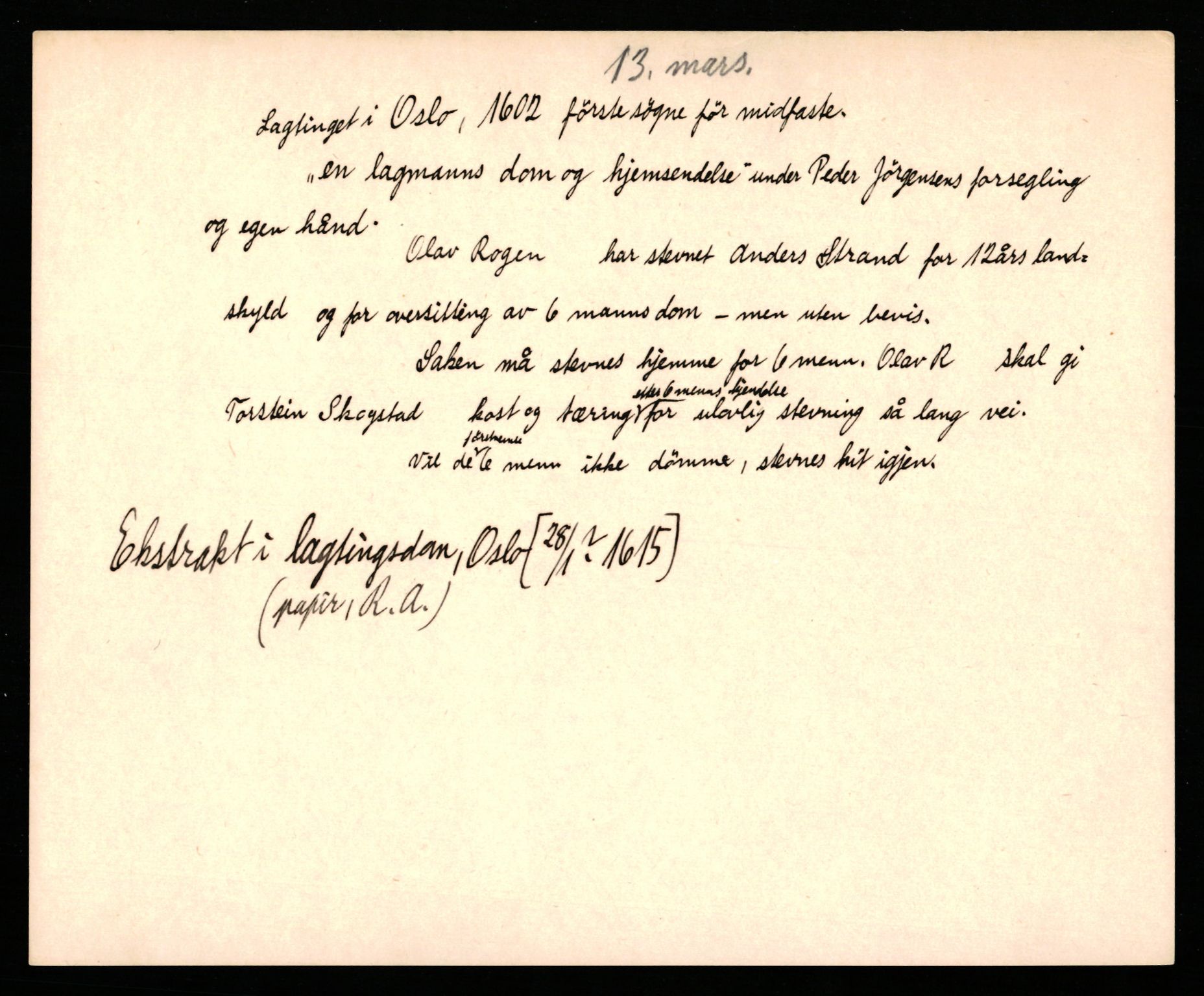 Riksarkivets diplomsamling, AV/RA-EA-5965/F35/F35b/L0005: Riksarkivets diplomer, seddelregister, 1601-1612, p. 89