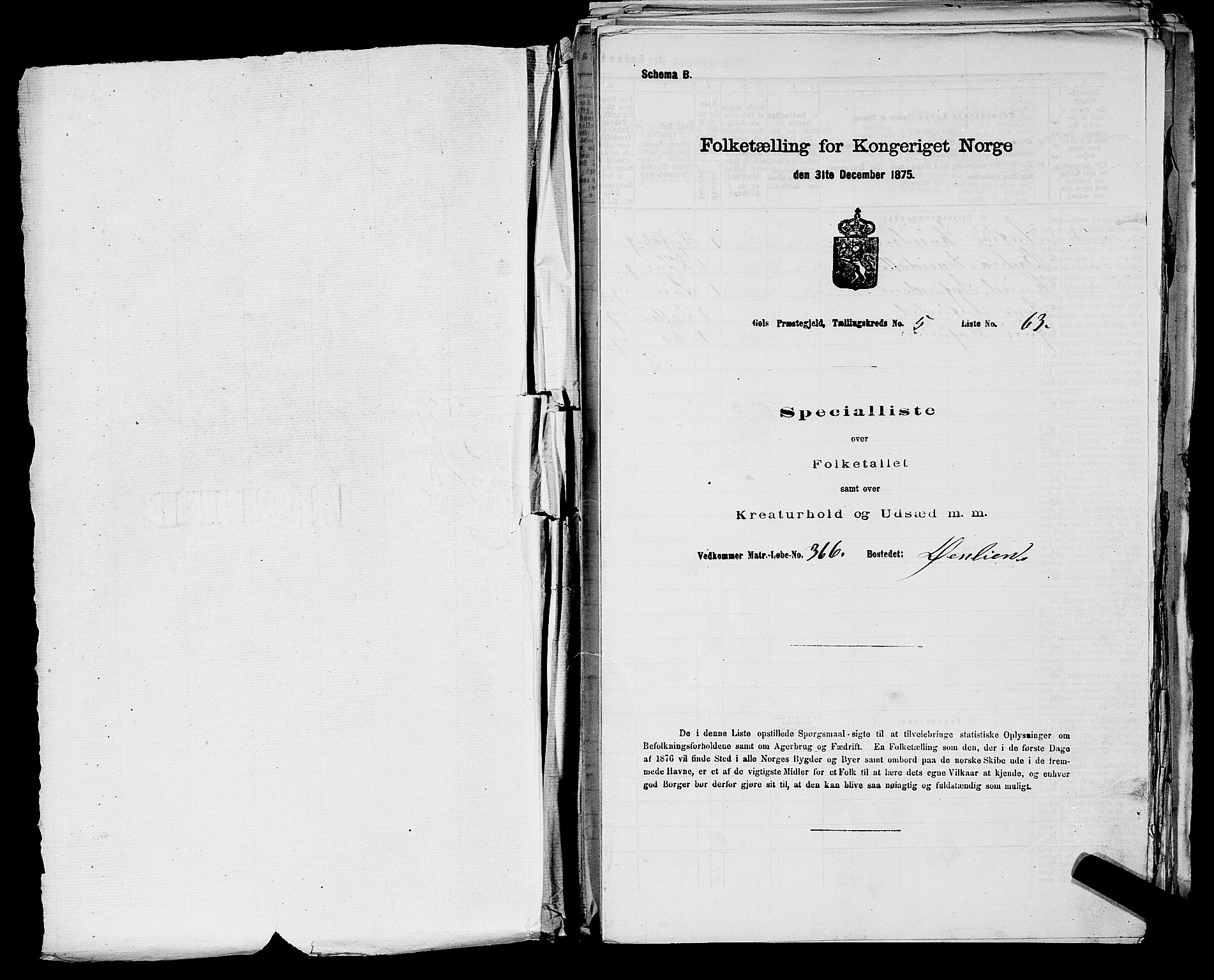 SAKO, 1875 census for 0617P Gol, 1875, p. 722