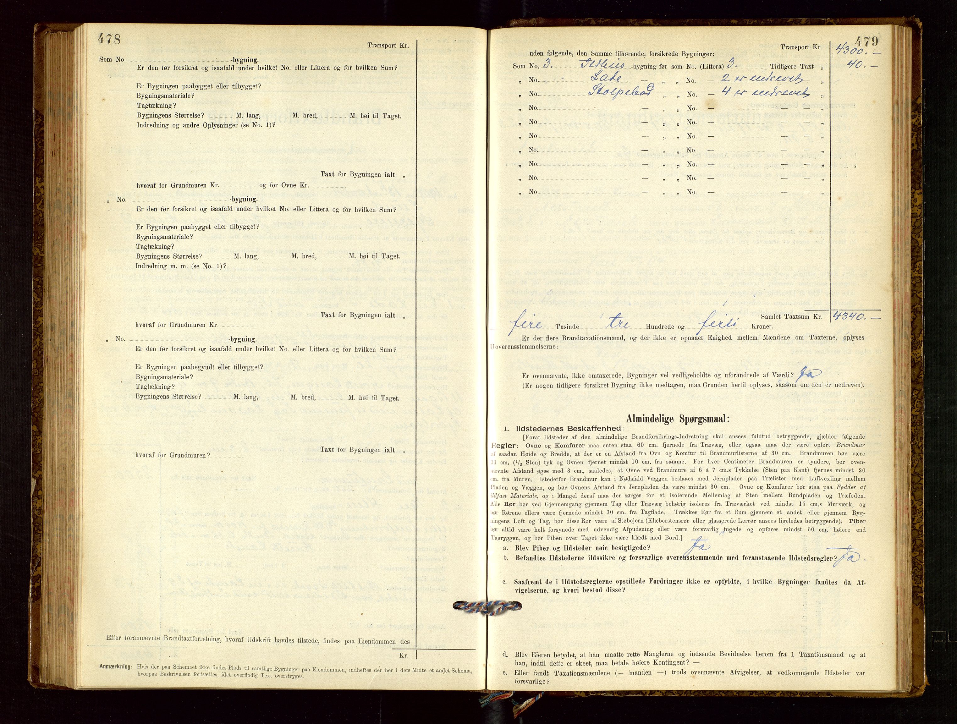Nedstrand lensmannskontor, SAST/A-100236/Gob/L0001: "Brandtaxationsprotokol for Nerstrand Lensmandsdistrikt Ryfylke fogderi", 1895-1915, p. 478-479