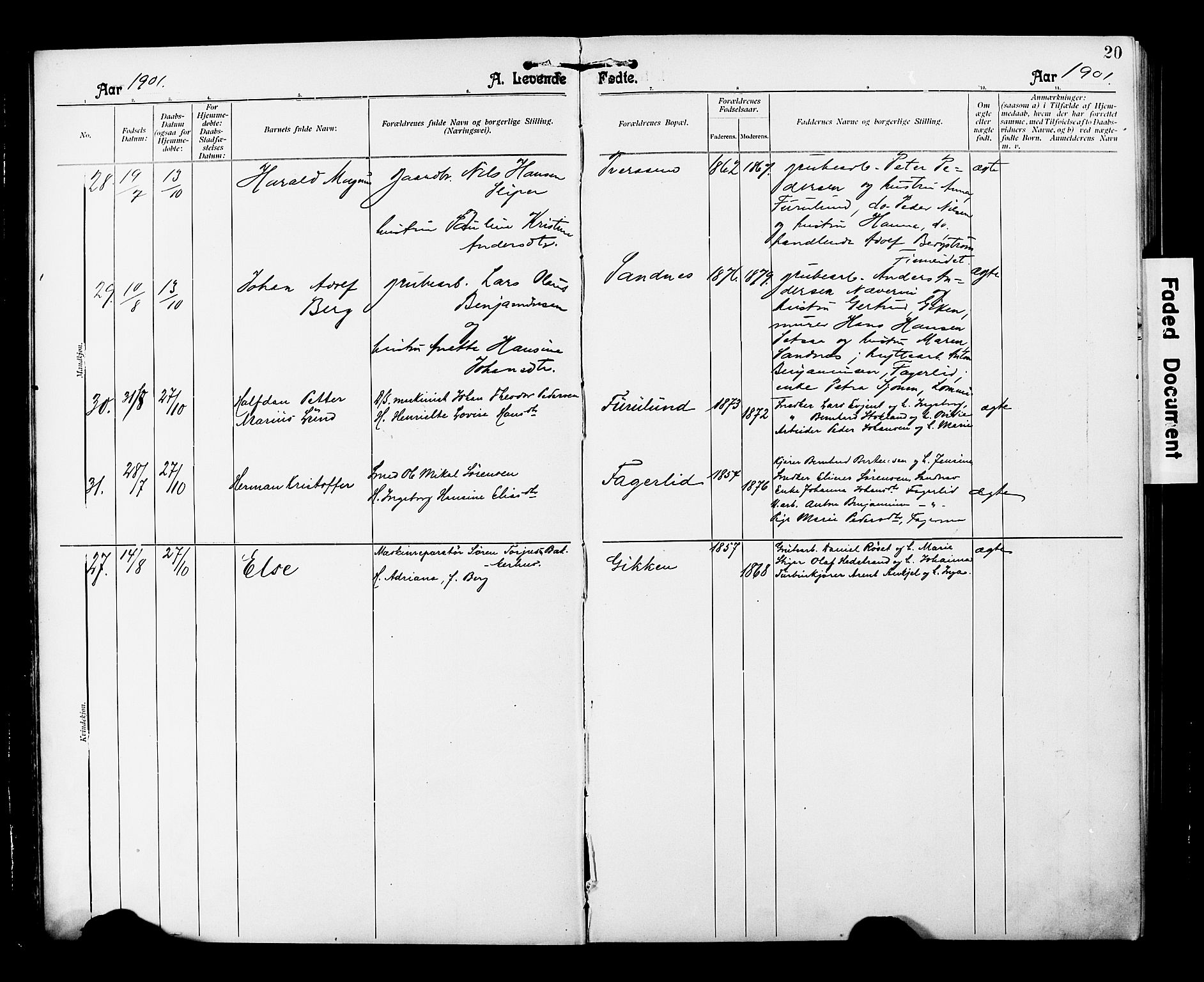 Ministerialprotokoller, klokkerbøker og fødselsregistre - Nordland, AV/SAT-A-1459/850/L0709: Parish register (official) no. 850A01, 1899-1909, p. 20