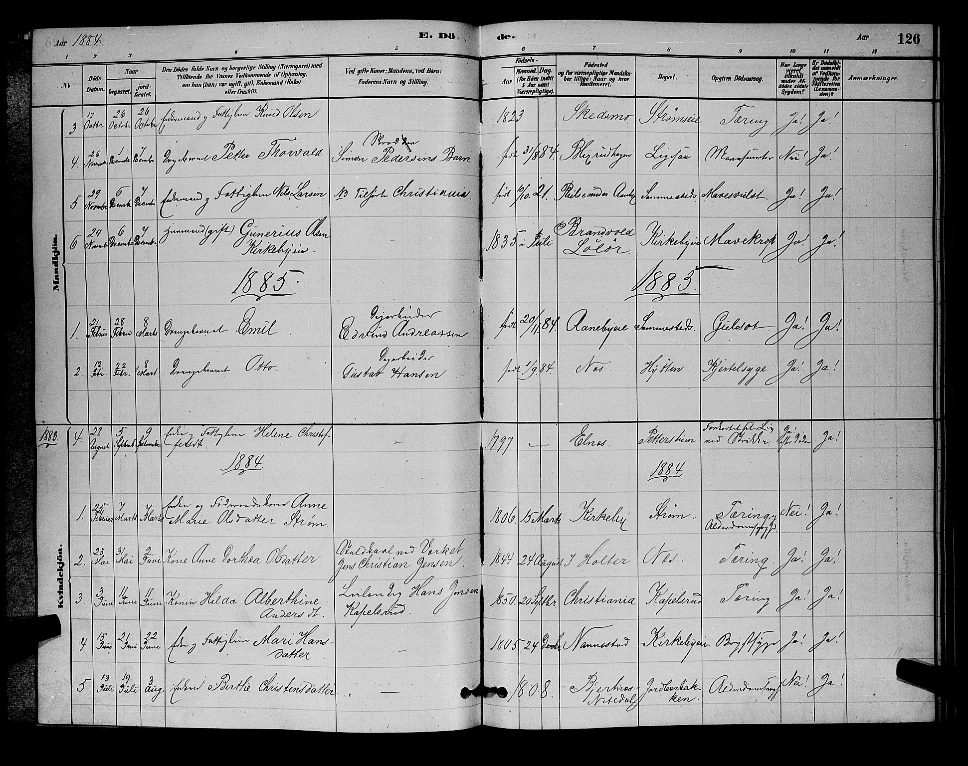 Nittedal prestekontor Kirkebøker, SAO/A-10365a/G/Gb/L0002: Parish register (copy) no. II 2, 1879-1901, p. 126