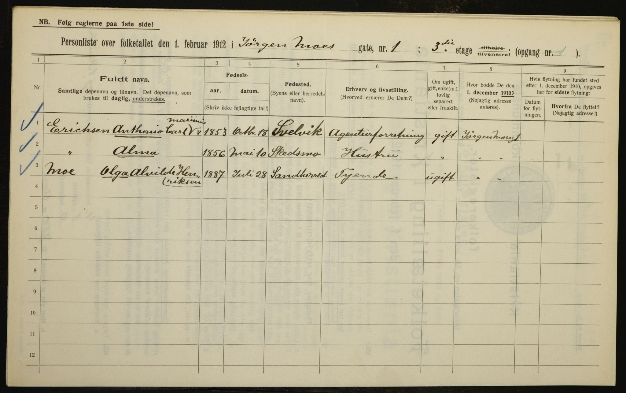 OBA, Municipal Census 1912 for Kristiania, 1912, p. 48017