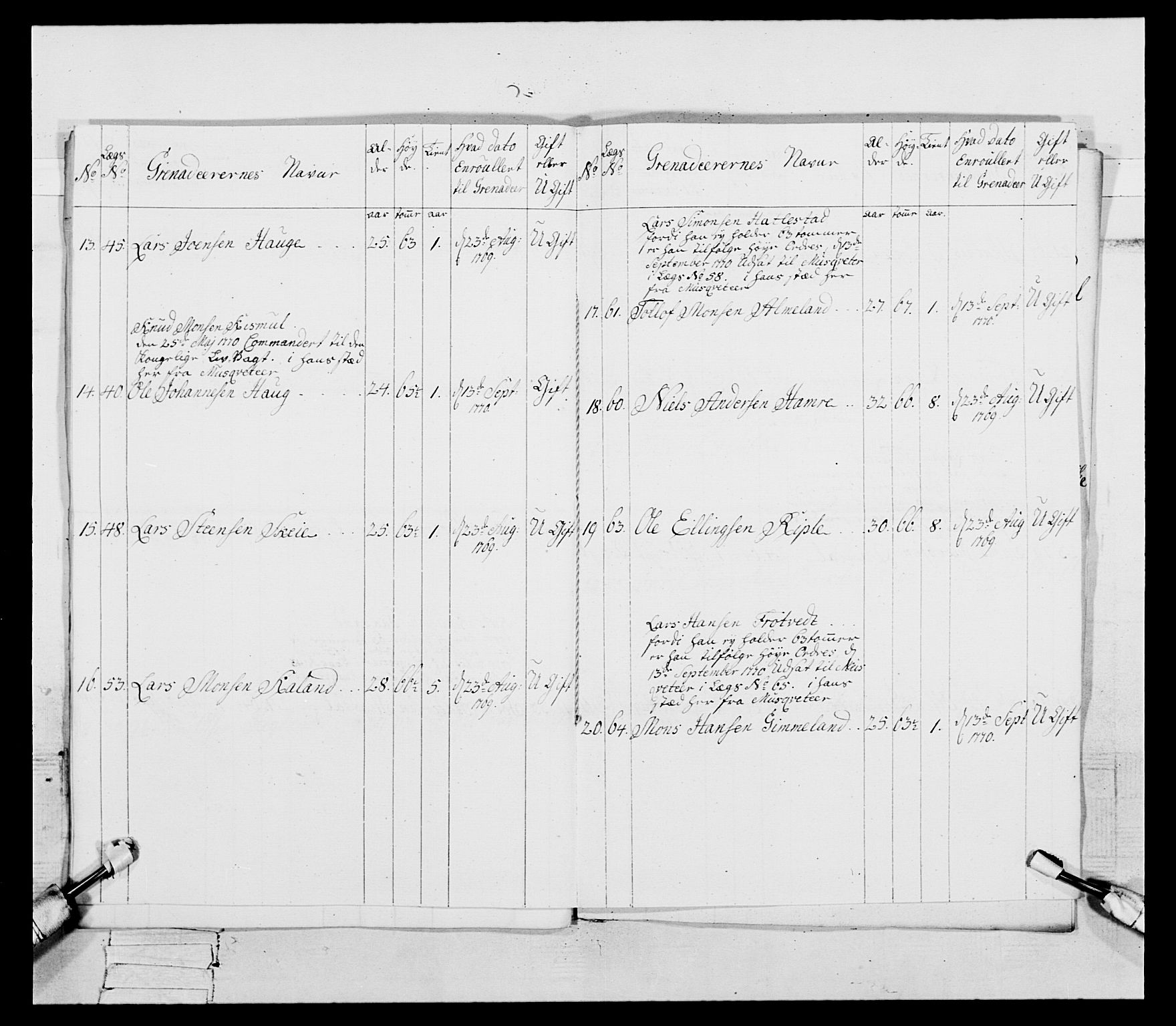 Generalitets- og kommissariatskollegiet, Det kongelige norske kommissariatskollegium, AV/RA-EA-5420/E/Eh/L0092: 2. Bergenhusiske nasjonale infanteriregiment, 1769-1771, p. 380