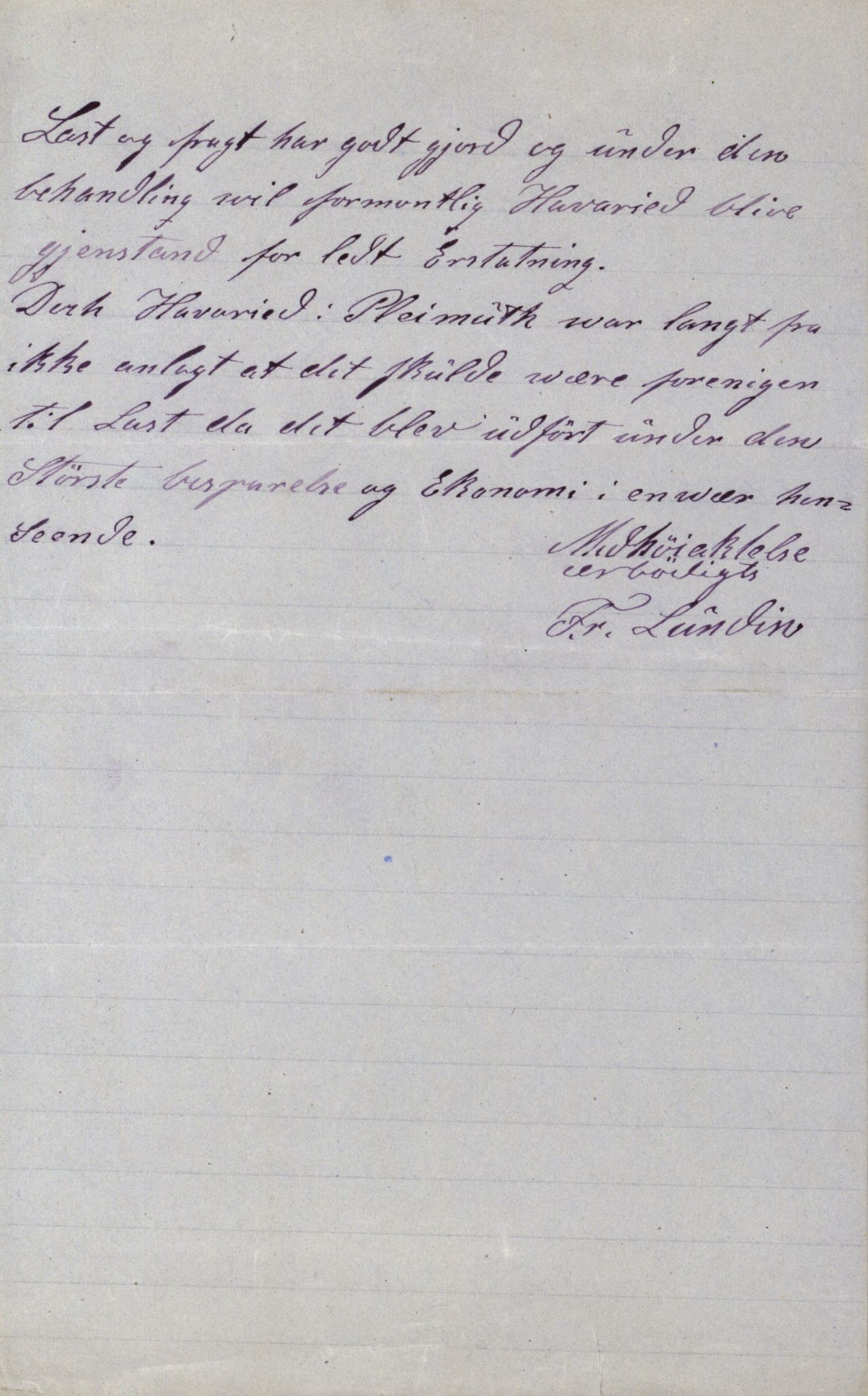 Pa 63 - Østlandske skibsassuranceforening, VEMU/A-1079/G/Ga/L0008/0021: Havaridokumenter / Nor, 1876