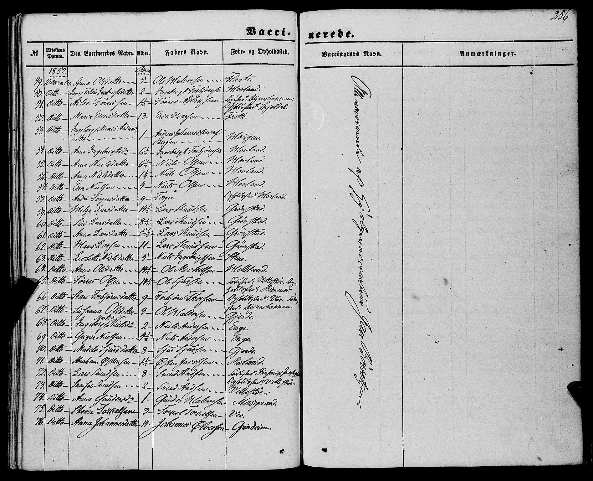 Etne sokneprestembete, AV/SAB-A-75001/H/Haa: Parish register (official) no. A 8, 1848-1862, p. 256