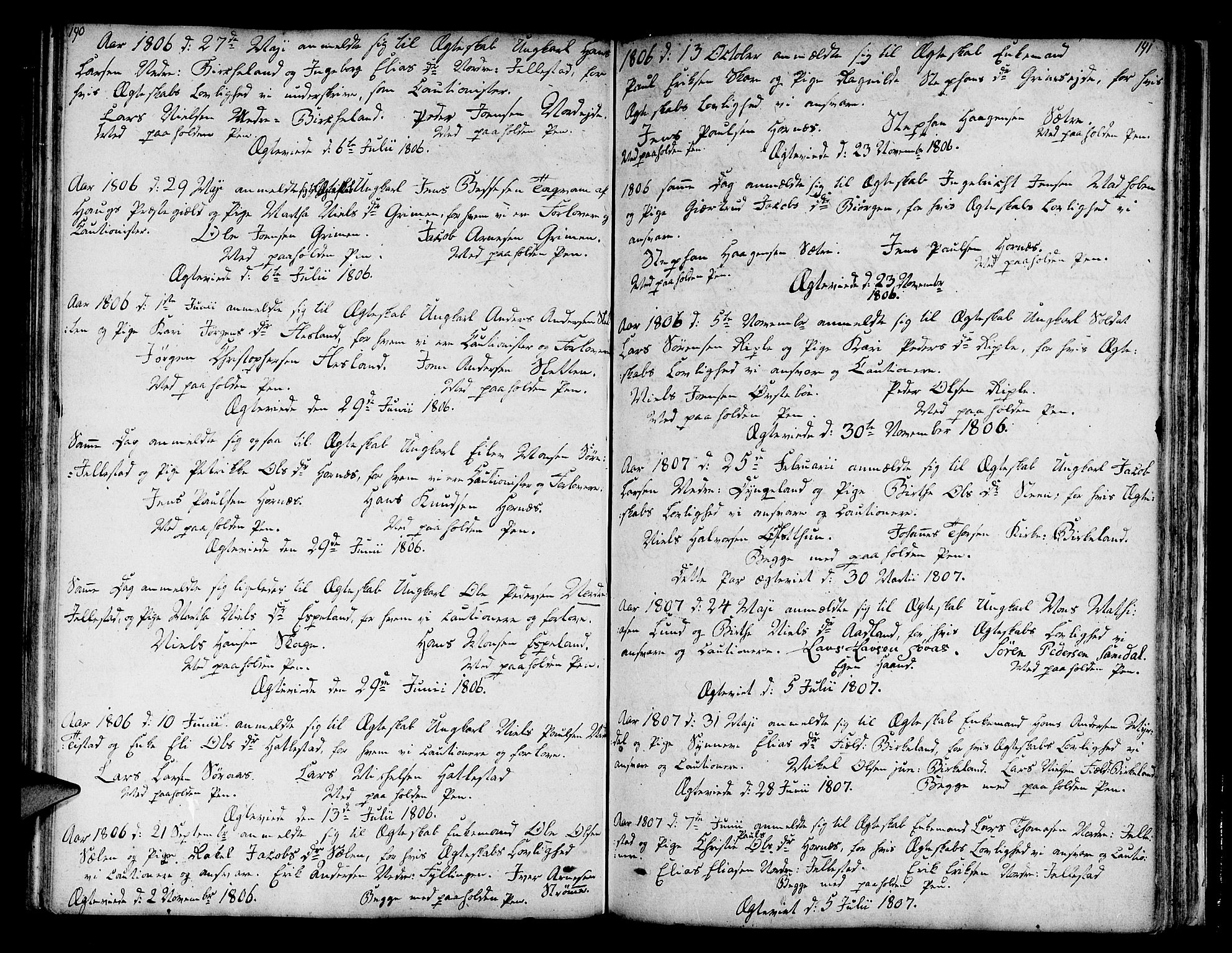 Fana Sokneprestembete, AV/SAB-A-75101/H/Haa/Haaa/L0006: Parish register (official) no. A 6, 1800-1815, p. 190-191