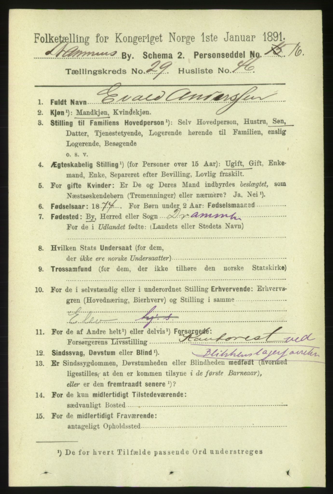 RA, 1891 census for 0602 Drammen, 1891, p. 18059