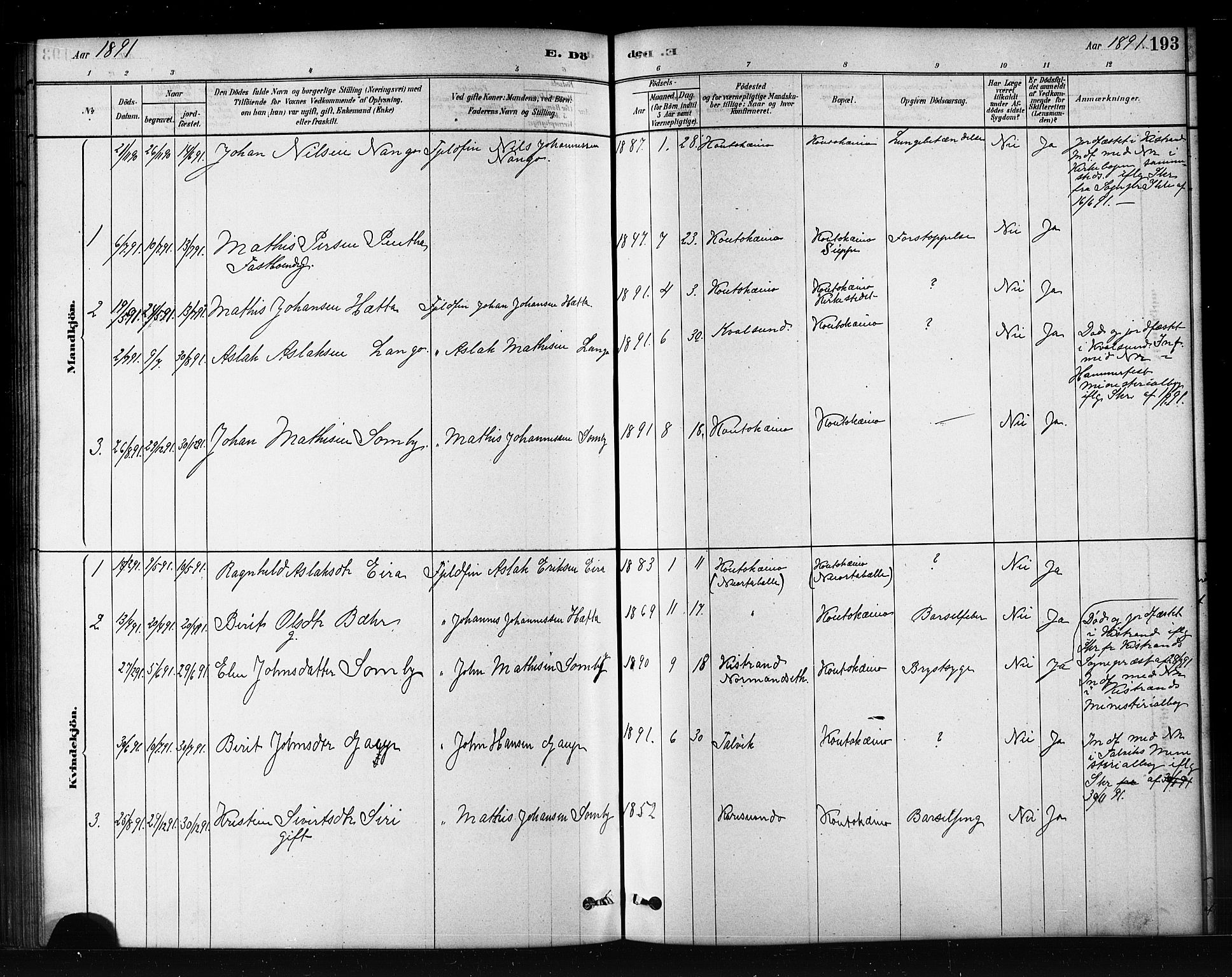Kautokeino sokneprestembete, SATØ/S-1340/H/Hb/L0002.klokk: Parish register (copy) no. 2, 1877-1896, p. 193