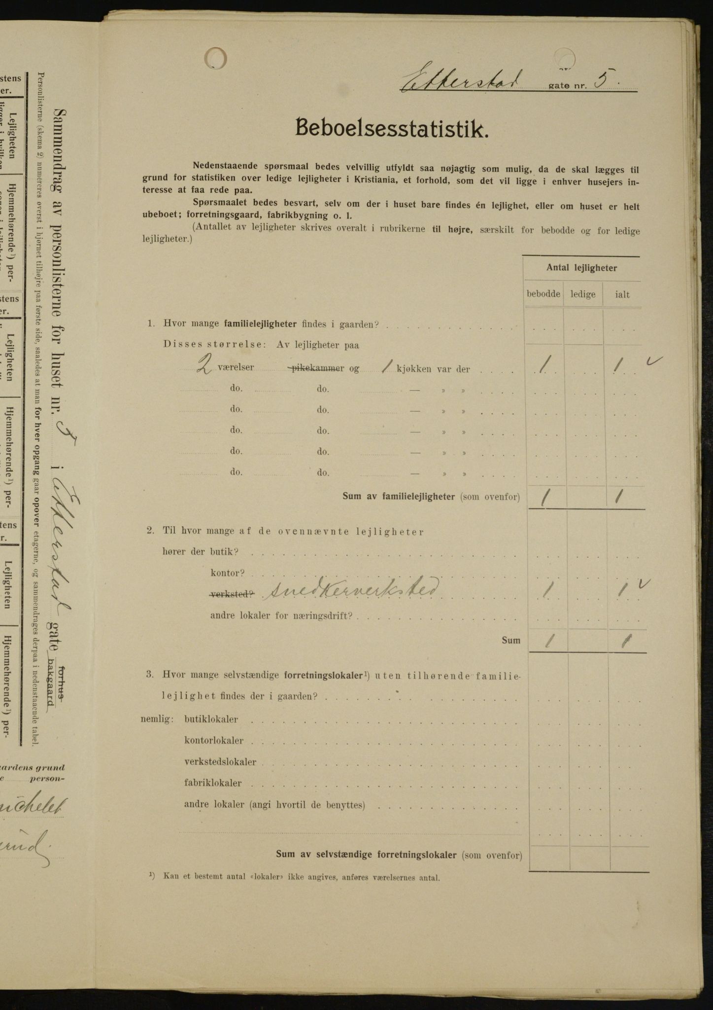 OBA, Municipal Census 1909 for Kristiania, 1909, p. 20192