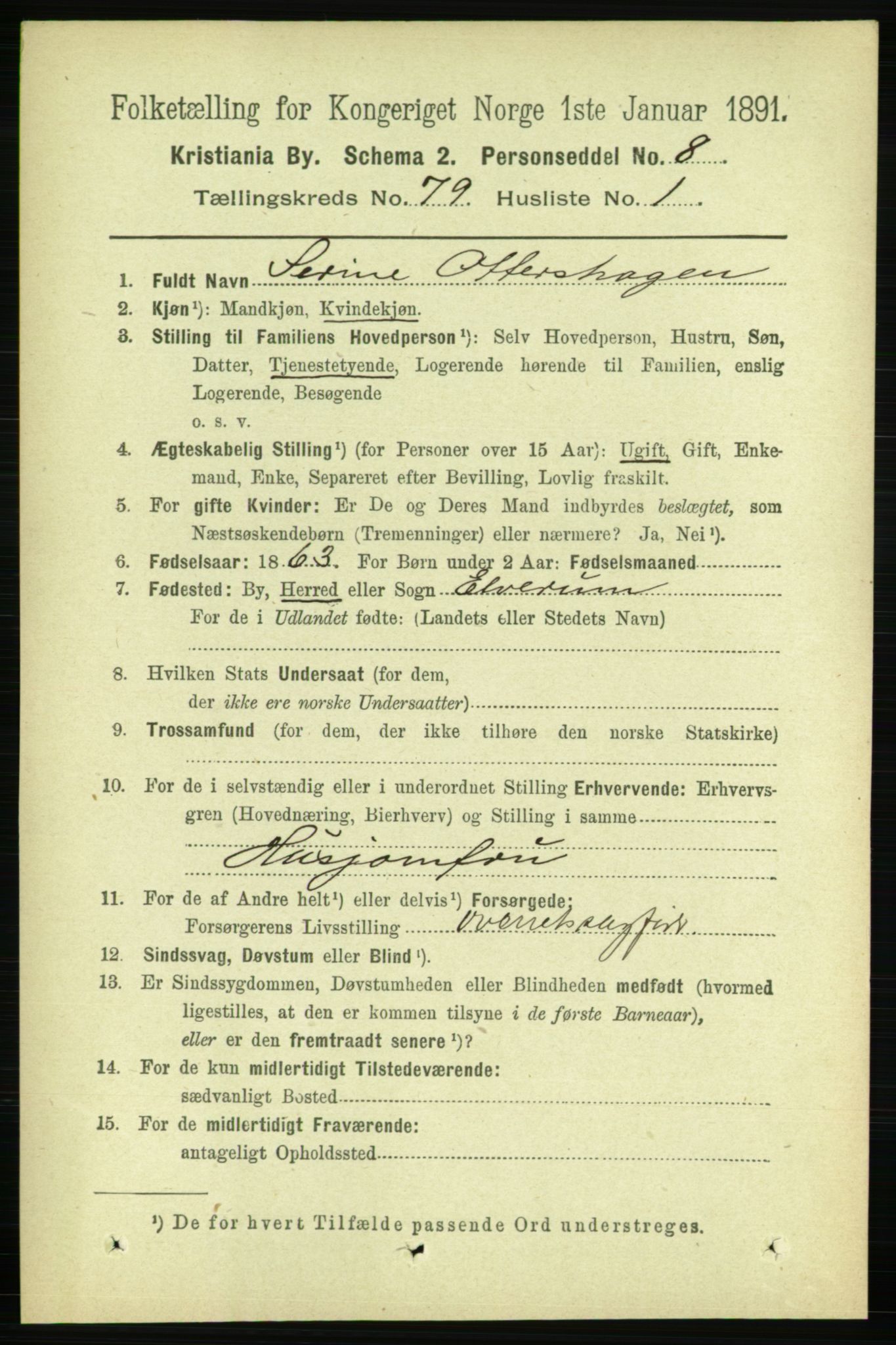 RA, 1891 census for 0301 Kristiania, 1891, p. 41106