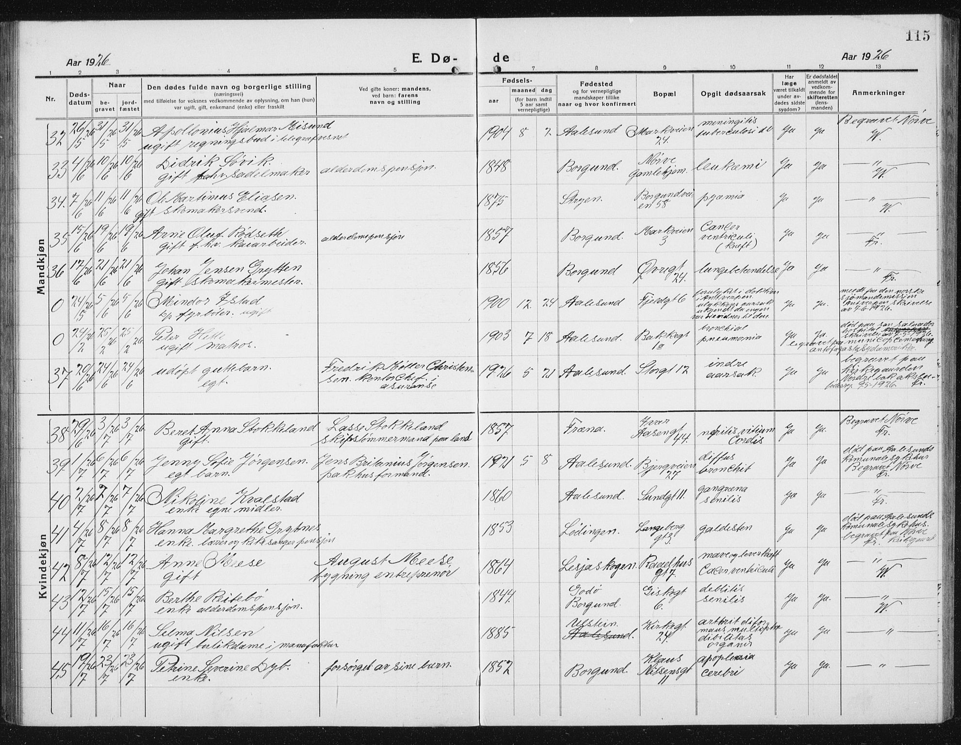 Ministerialprotokoller, klokkerbøker og fødselsregistre - Møre og Romsdal, AV/SAT-A-1454/529/L0474: Parish register (copy) no. 529C11, 1918-1938, p. 115