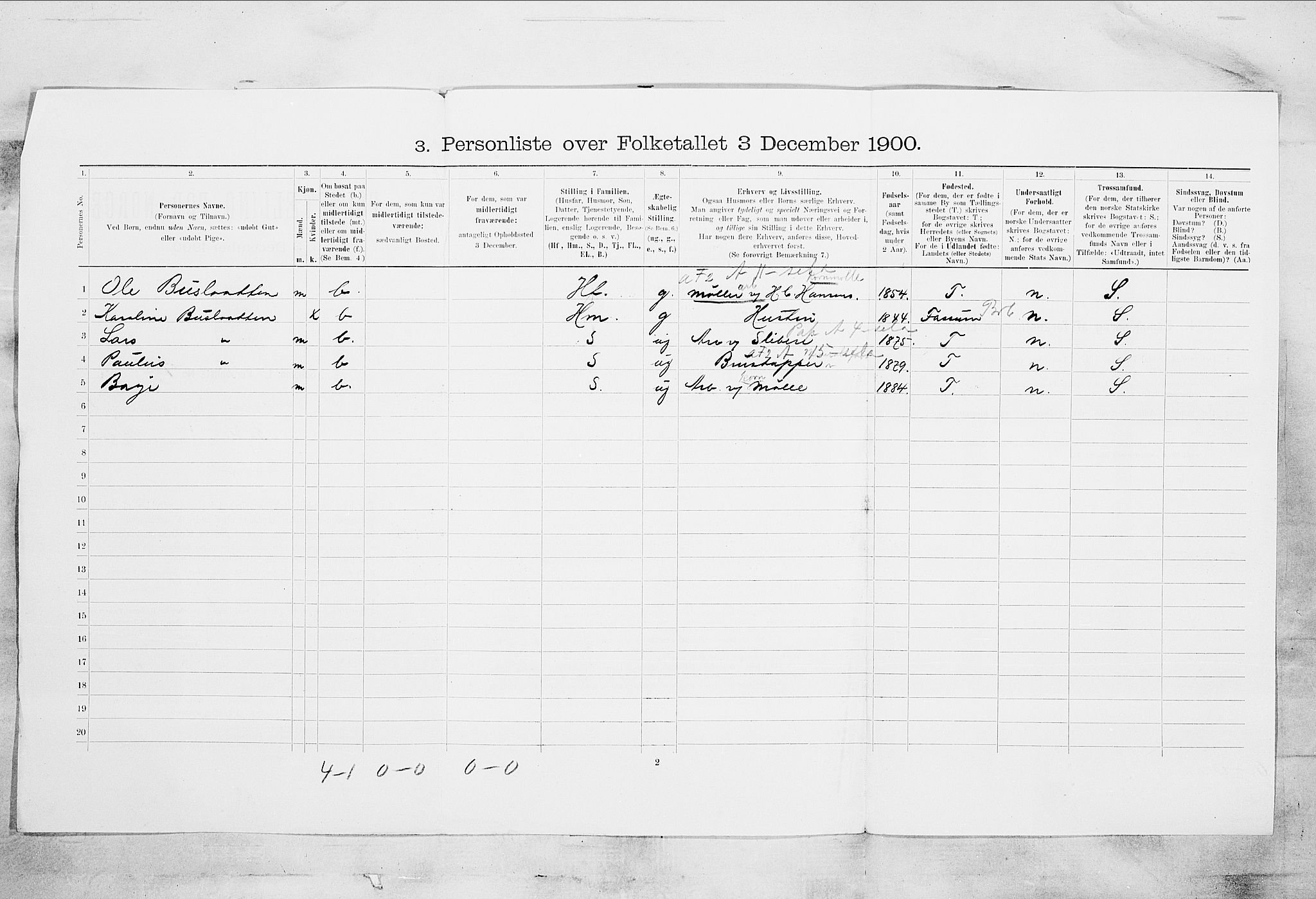 SAKO, 1900 census for Skien, 1900, p. 2092