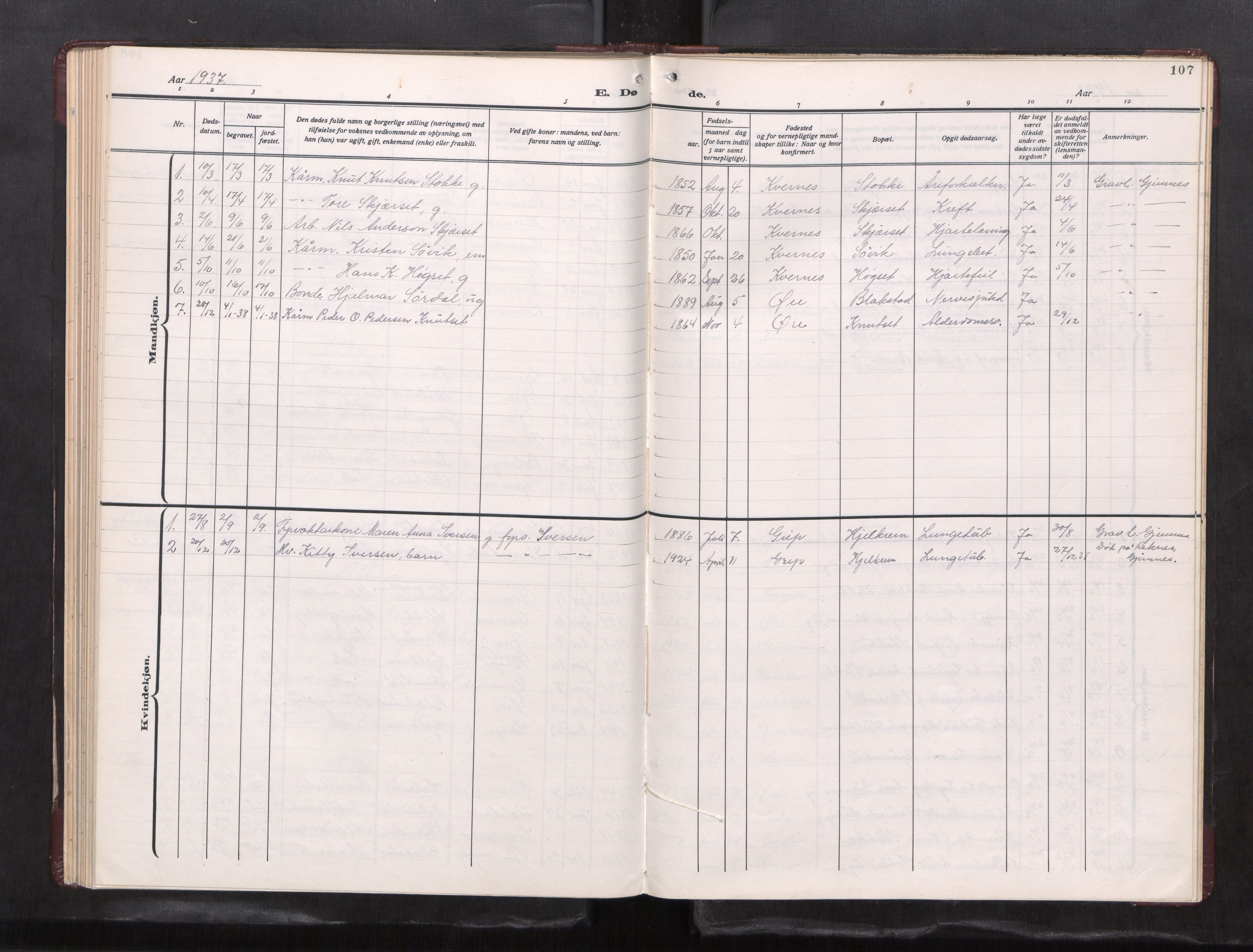 Ministerialprotokoller, klokkerbøker og fødselsregistre - Møre og Romsdal, AV/SAT-A-1454/585/L0974: Parish register (copy) no. 585---, 1930-1960, p. 107