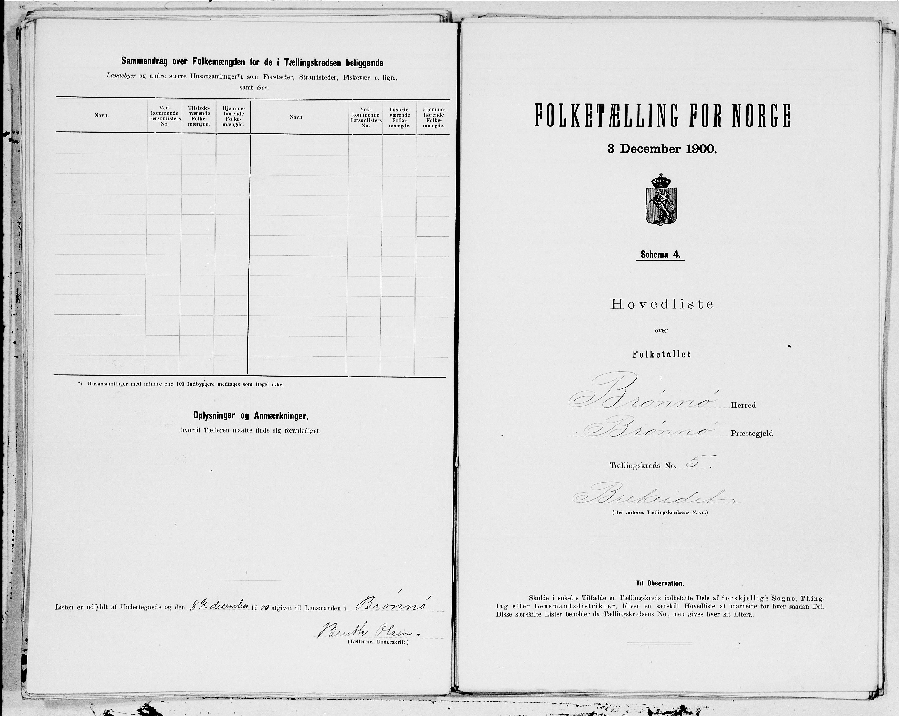 SAT, 1900 census for Brønnøy, 1900, p. 12