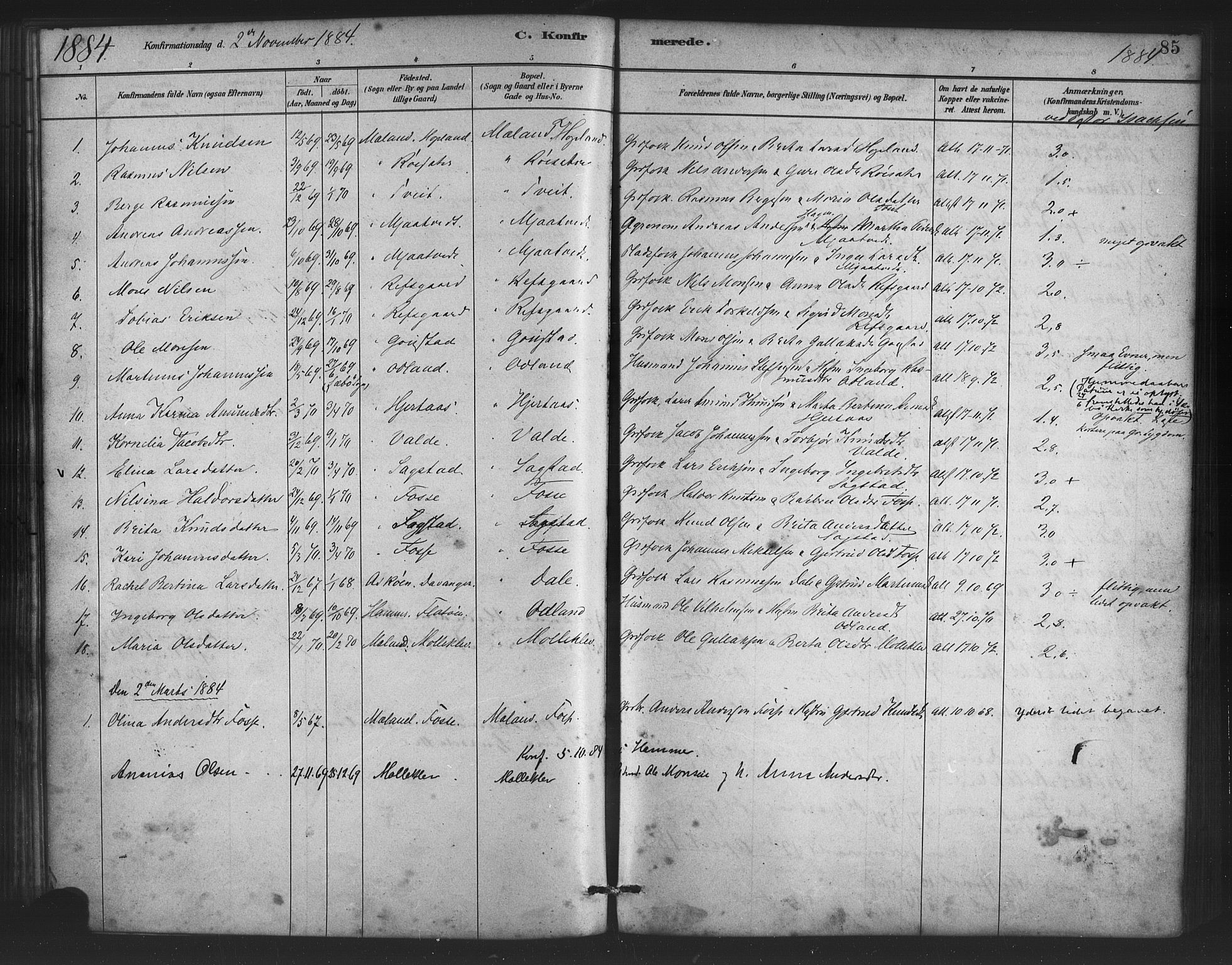 Alversund Sokneprestembete, SAB/A-73901/H/Ha/Haa/Haac/L0001: Parish register (official) no. C 1, 1882-1900, p. 85