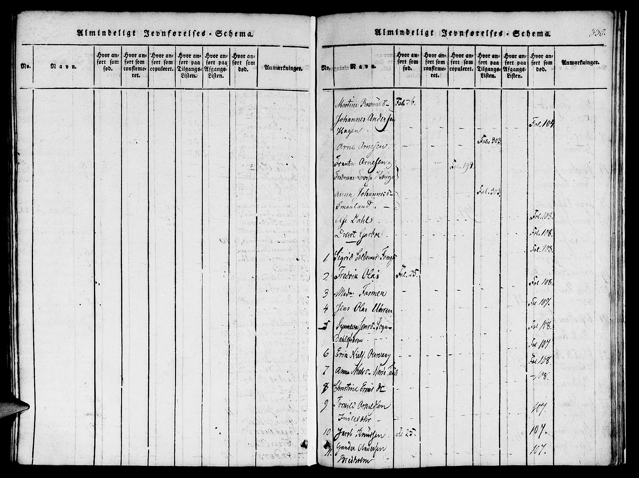 St. Jørgens hospital og Årstad sokneprestembete, AV/SAB-A-99934: Parish register (official) no. A 3, 1815-1843, p. 330