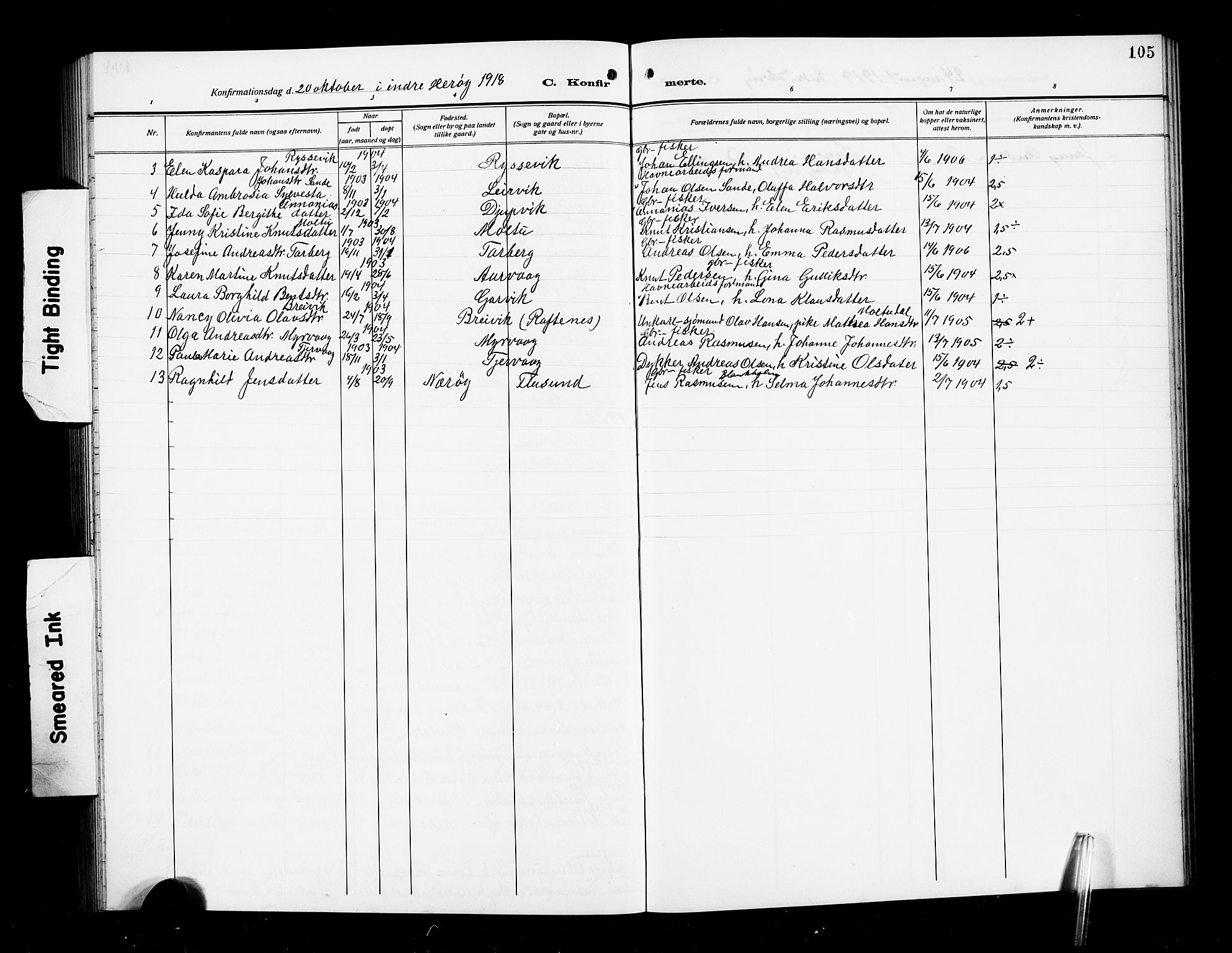 Ministerialprotokoller, klokkerbøker og fødselsregistre - Møre og Romsdal, AV/SAT-A-1454/507/L0083: Parish register (copy) no. 507C06, 1912-1919, p. 105