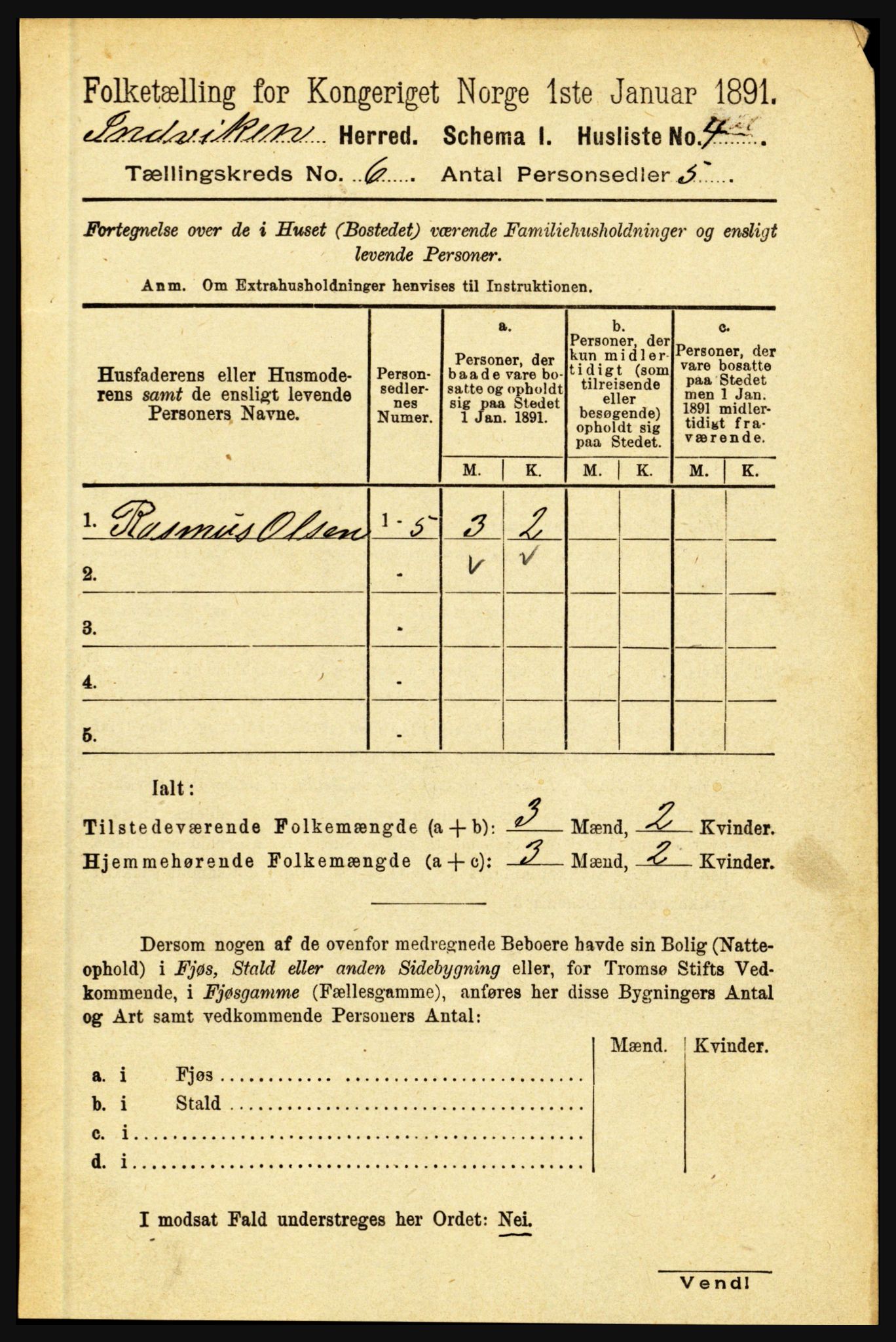 RA, 1891 census for 1447 Innvik, 1891, p. 2195