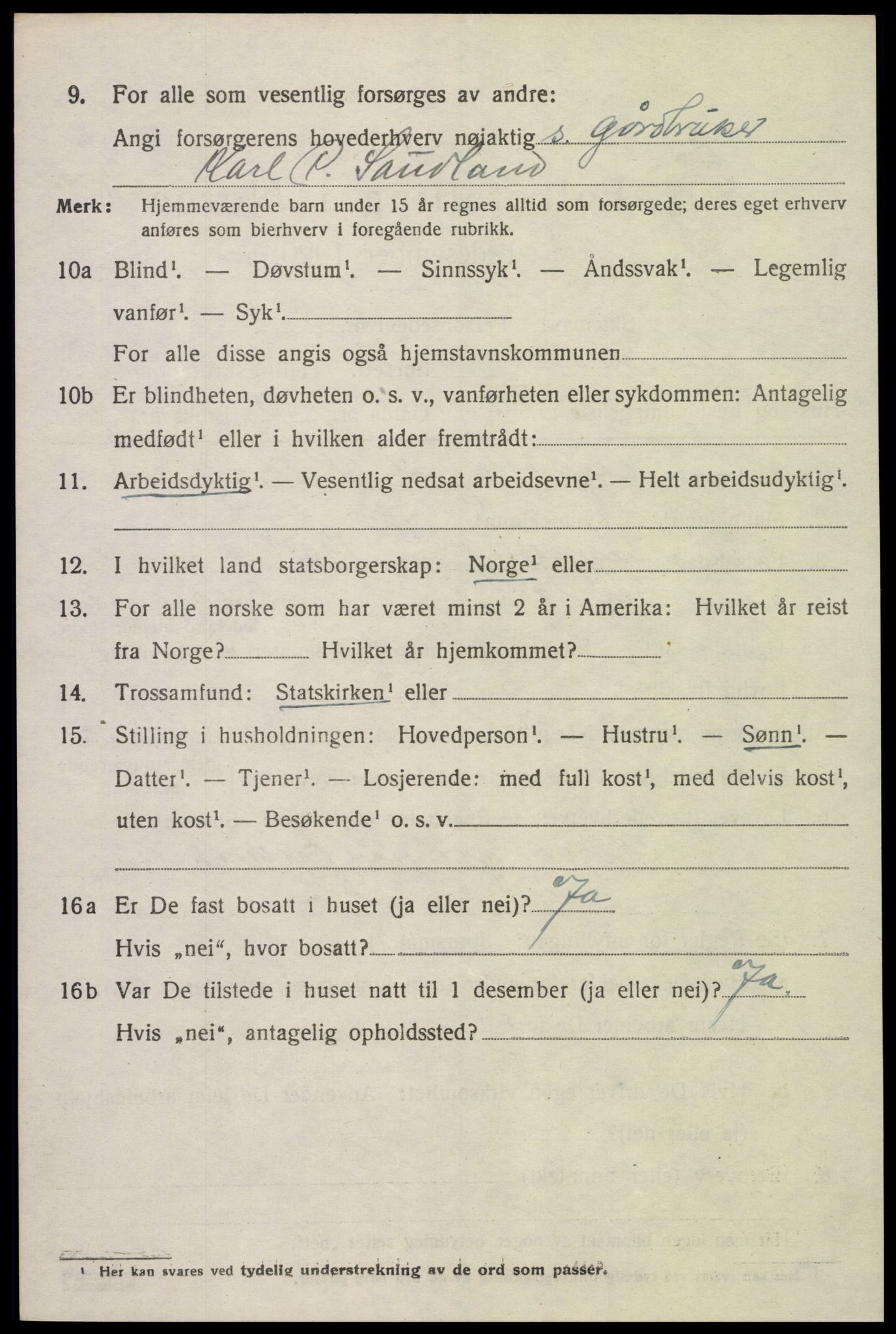 SAK, 1920 census for Sør-Audnedal, 1920, p. 6636