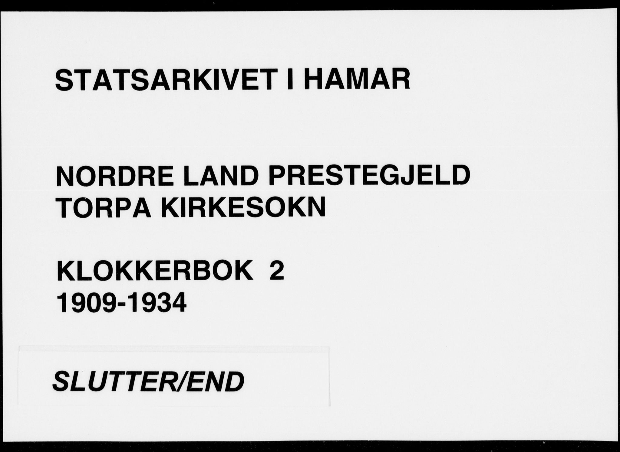 Nordre Land prestekontor, SAH/PREST-124/H/Ha/Hab/L0002: Parish register (copy) no. 2, 1909-1934