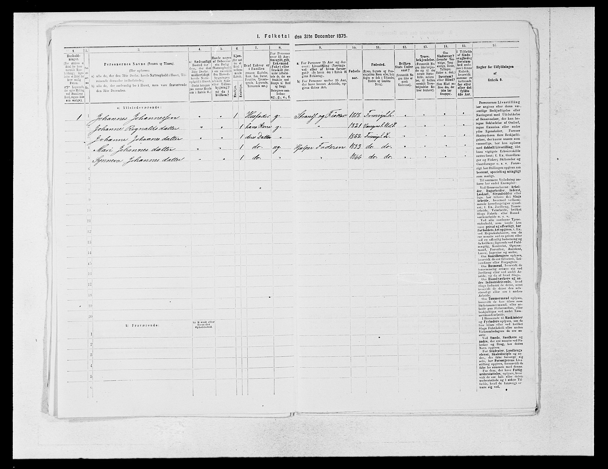 SAB, 1875 census for 1419P Leikanger, 1875, p. 621