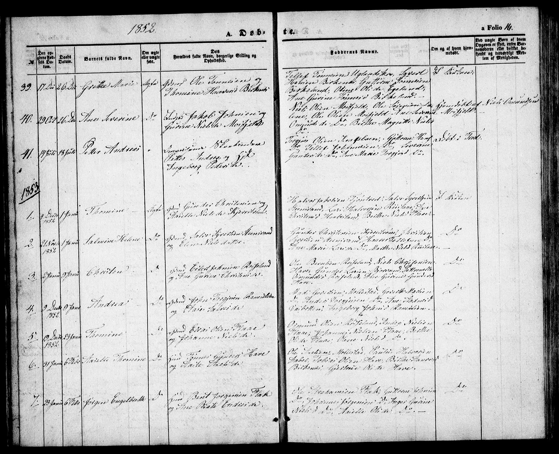 Birkenes sokneprestkontor, AV/SAK-1111-0004/F/Fb/L0002: Parish register (copy) no. B 2, 1849-1876, p. 16